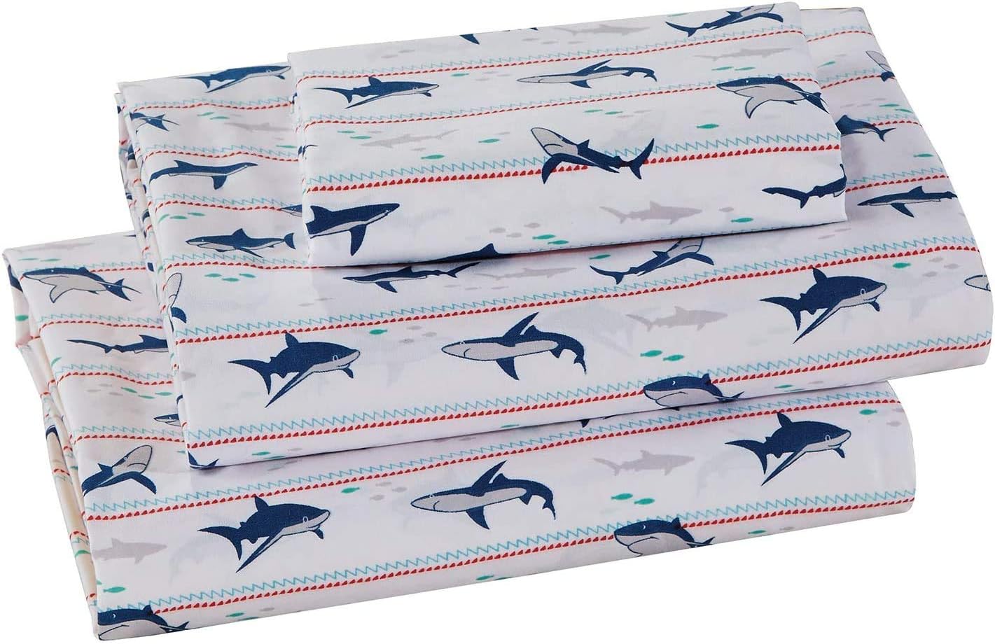 Sheet Set For Boys/Teens Grey Shark White Red Light Blue New Grey Shark (Twin