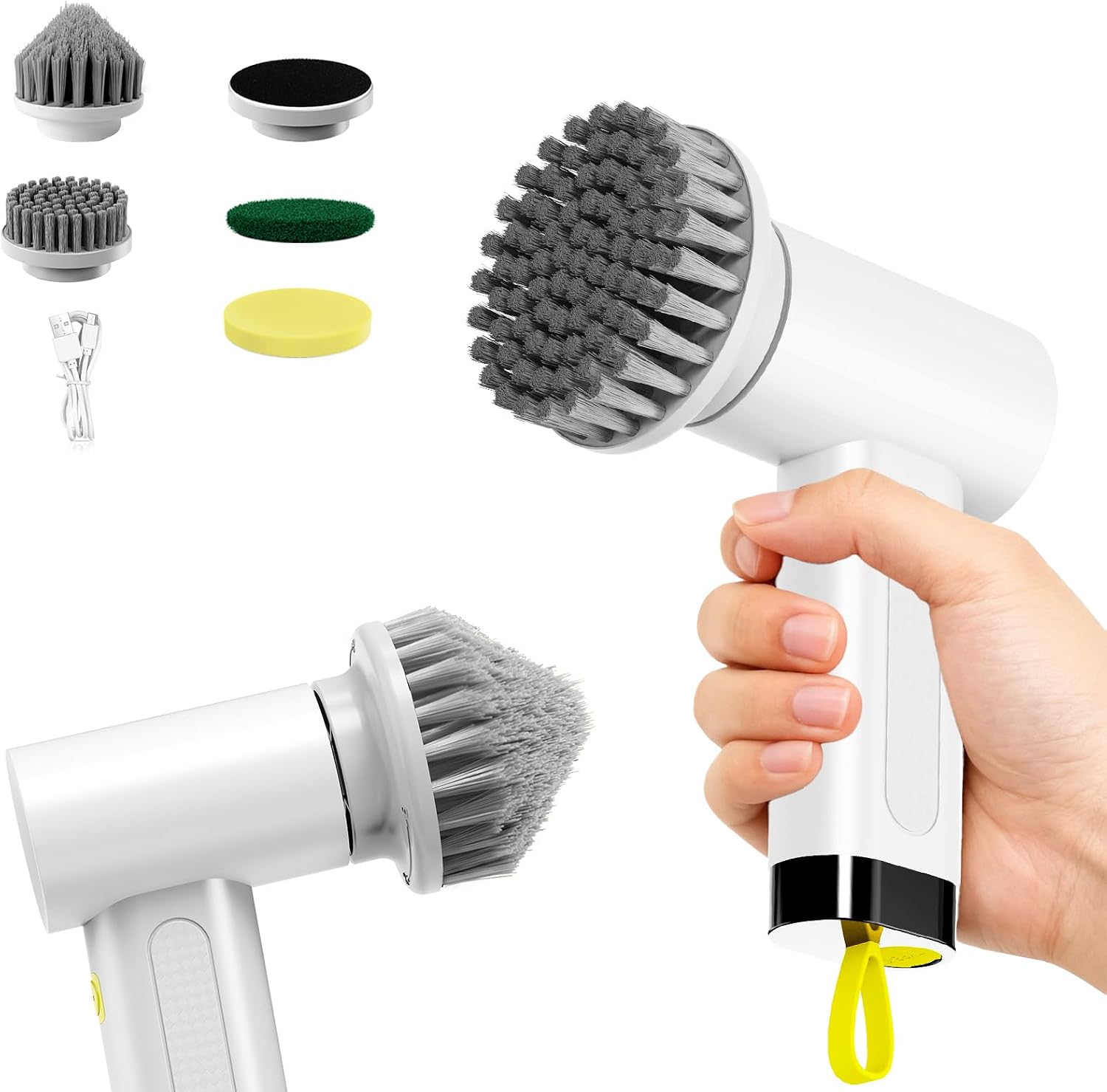 4 in 1 Electric Cleaning Brush Kitchen Cleaning Brush USB Rechargeable Handheld Electric Rotary Scrubber Household Cleaning Tool