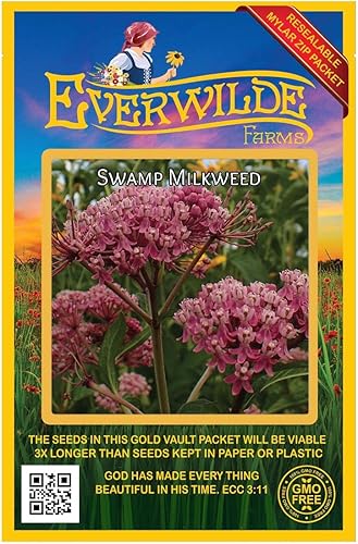 Everwilde Farms - 200 semillas de flores silvestres nativas de algodoncillo de pantano - Paquete de semillas jumbo Gold Vault