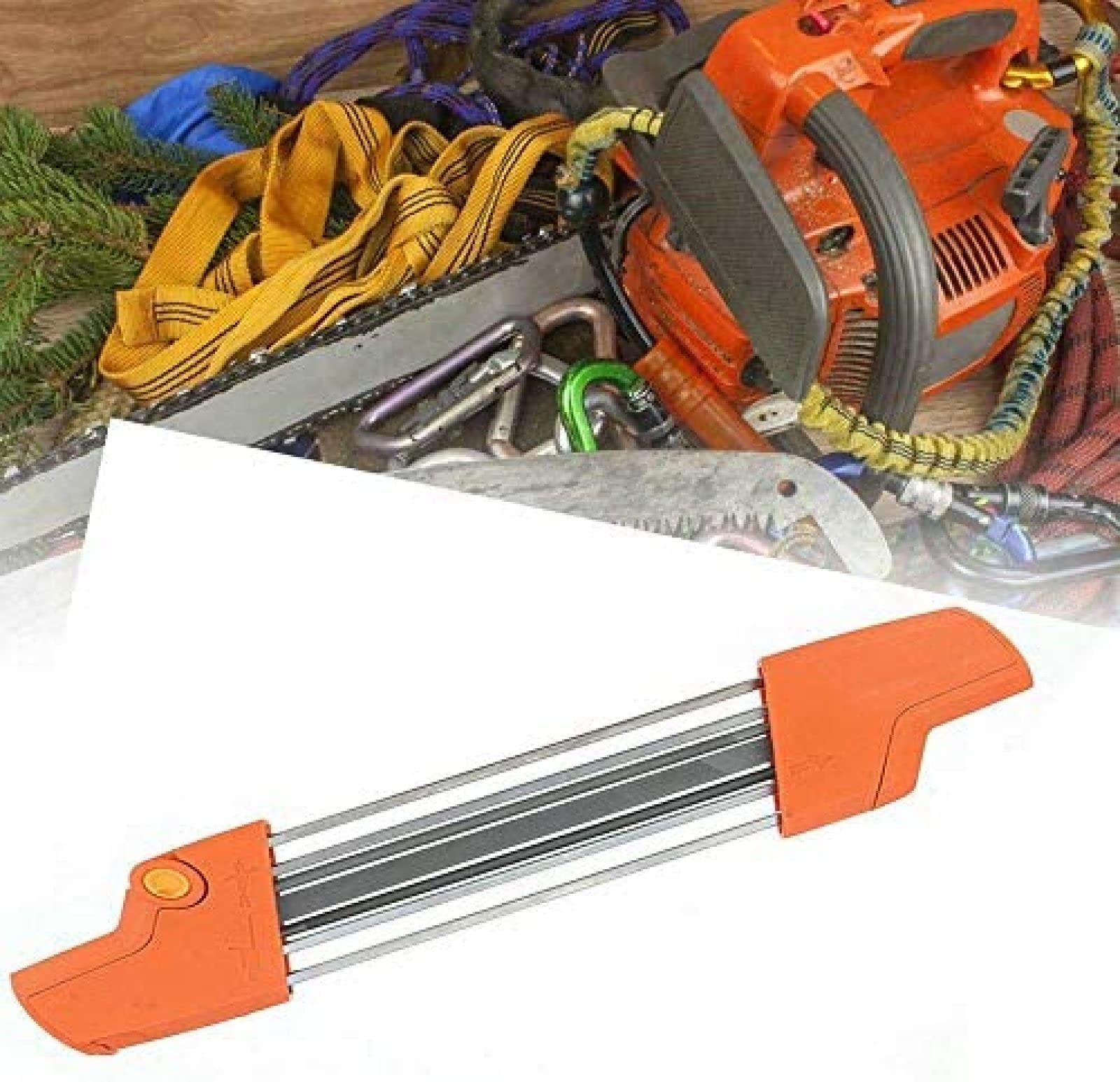 Affilatrice per motosega 2 in 1, passo 3/8, affilatura rapida dei denti, con manici, si adatta alla maggior parte delle motoseghe, ideale per utenti occasionali