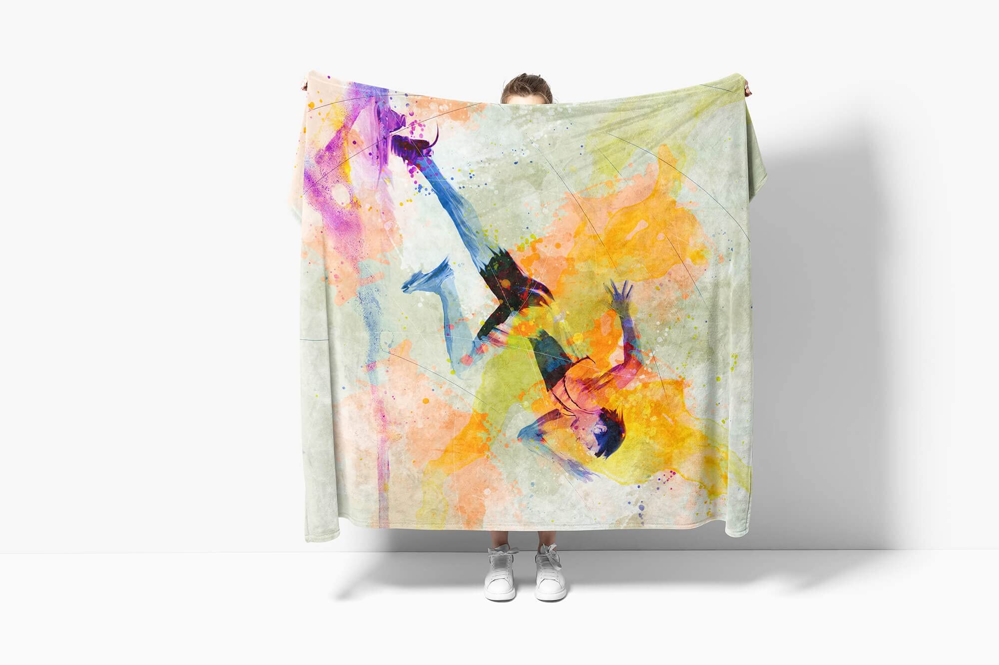SplashArt Sport Handtuch Strandhandtuch Saunatuch Kuscheldecke Kunstvoll Running VI Sport Größe 180 x 130 cm (Tagesdecke - Sherpa Flies)
