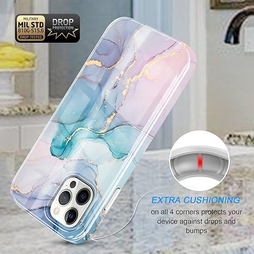 Miniatura 4 de luolnh Funda dorada brillante compatible con iPhone 12 y iPhone 12 Pro de 6.1 pulgadas, diseño de mármol, a prueba de golpes, de silicona suave,