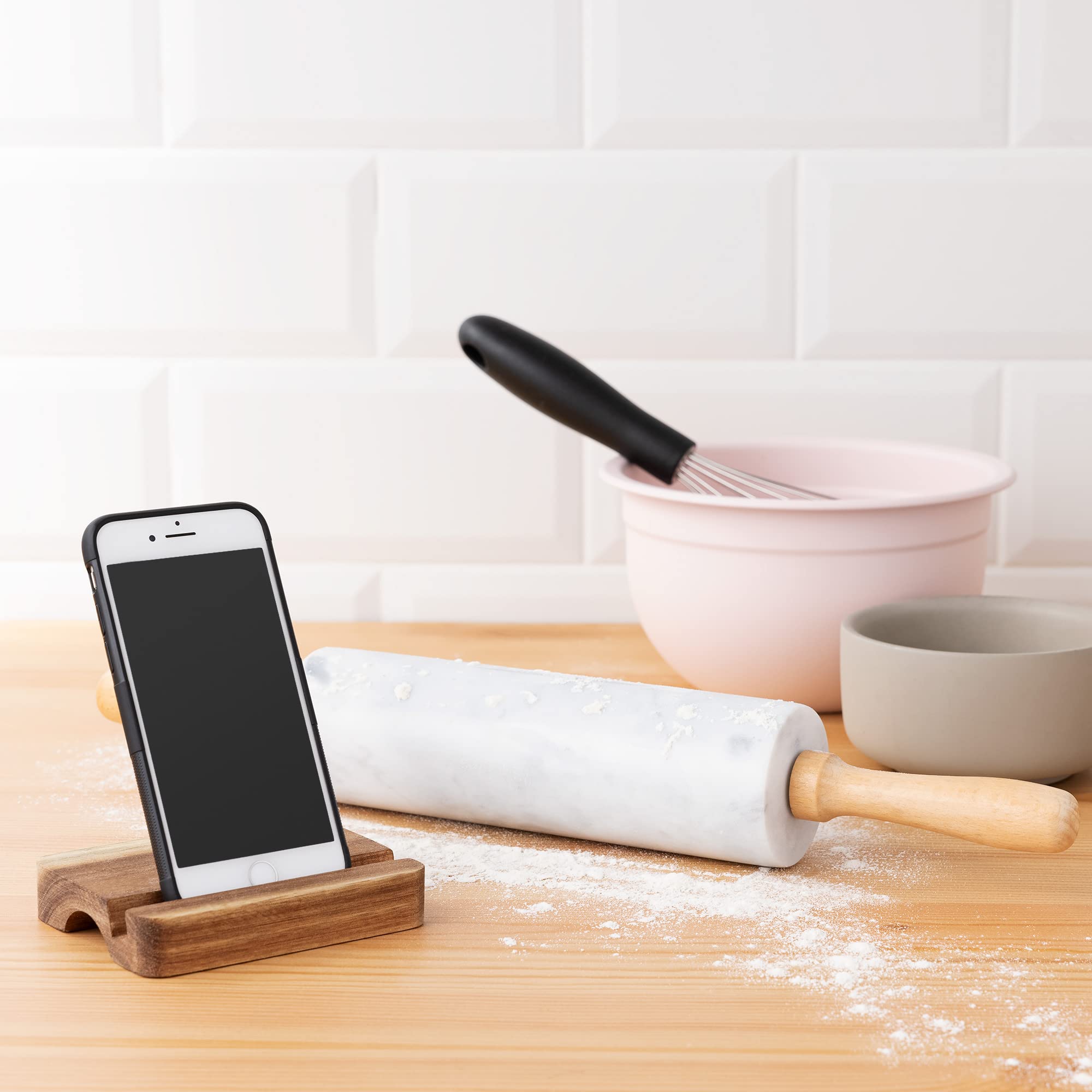 grüner französischer Marmor-Rollstift zum Backen von Pizza-Teig, Kuchen und Plät