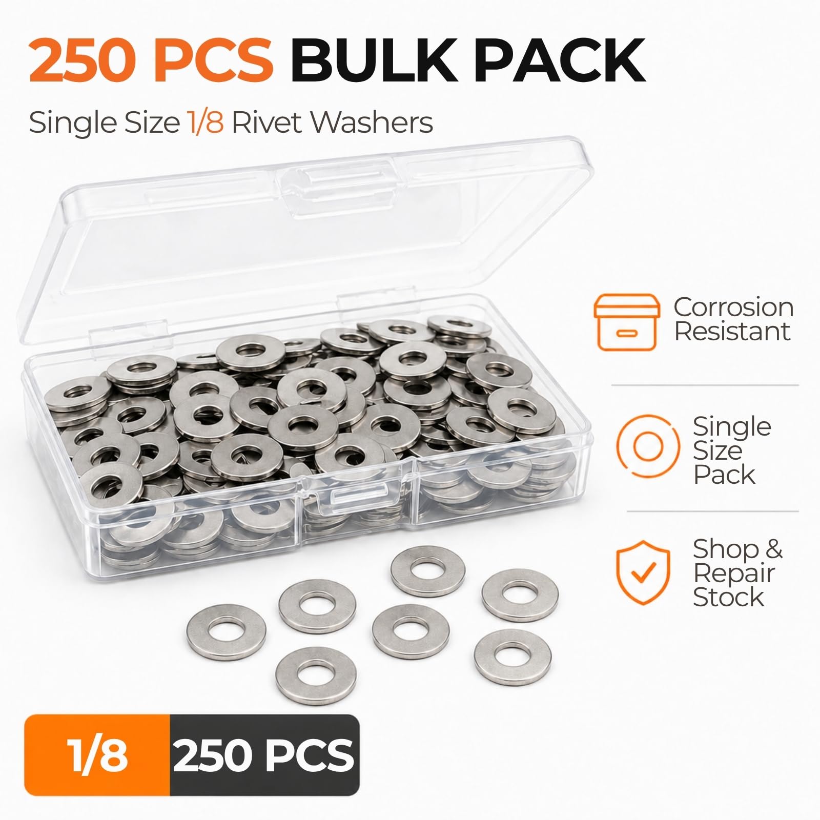 Stainless Steel Rivet Washers - 250 Pack -6