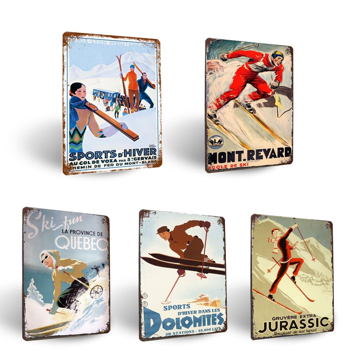 Plaque de ski en metal decoration murale vintage haut de gamme