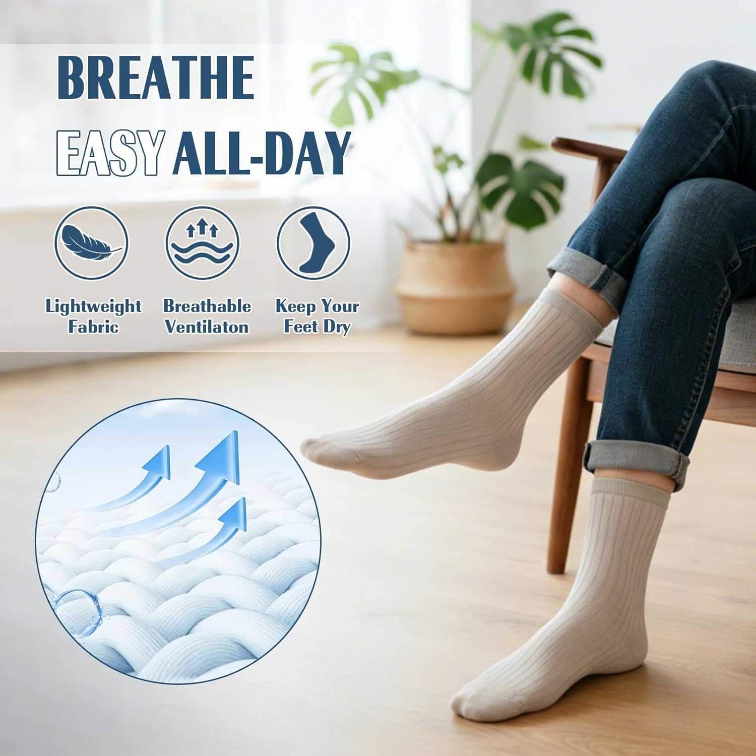 Compression Crew Socks for Women Thin Lightweight (15-20 mmHg) for Athletic Nurses Circulation Support Socks, 4 Pairs - Image 3