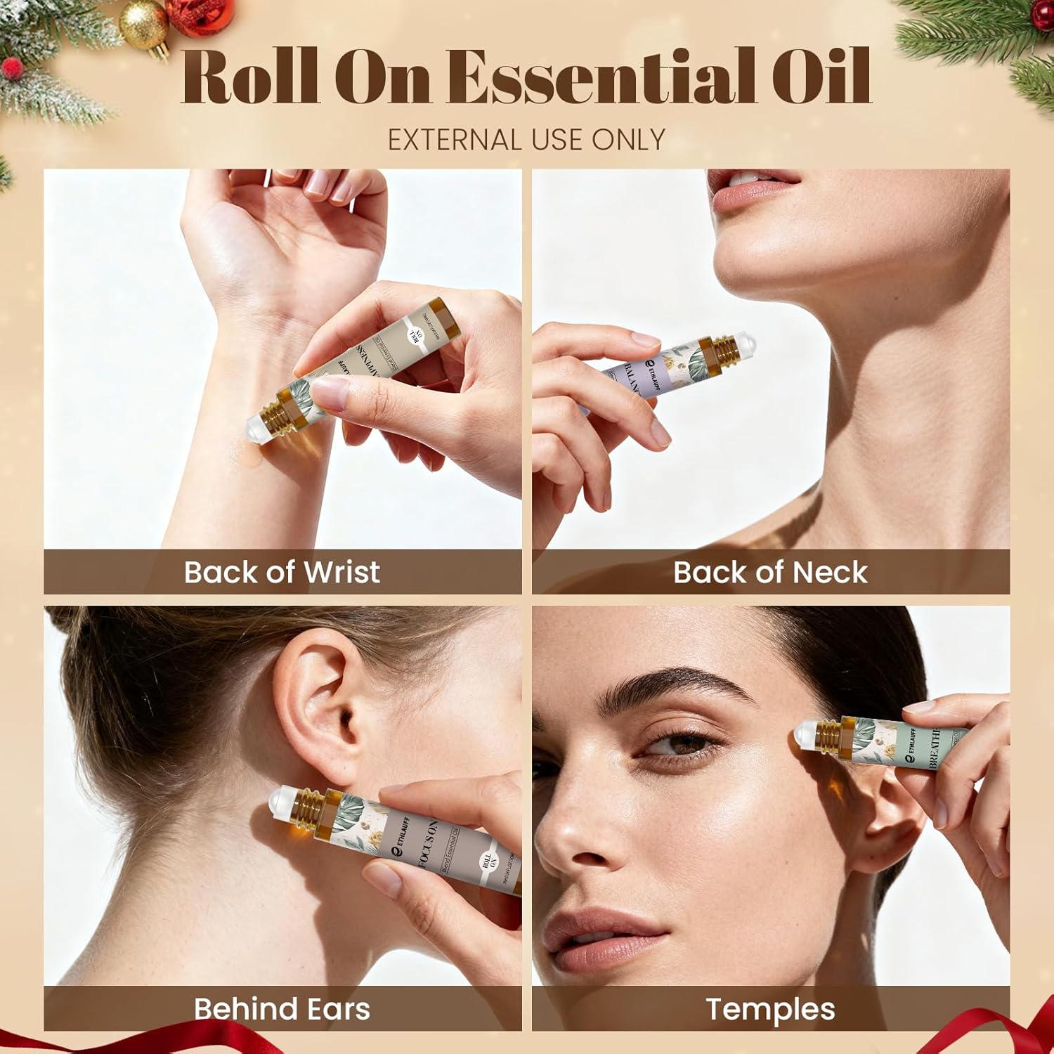 Essential Oils Roll On Set - Valentines Day Gifts for Her Mom Wife, (Relax, Sleep, Breathe, Focus on) Aromatherapy Oil with Roller Ball, Essential Oils for Skin - Self Care Gift for Women - Image 6