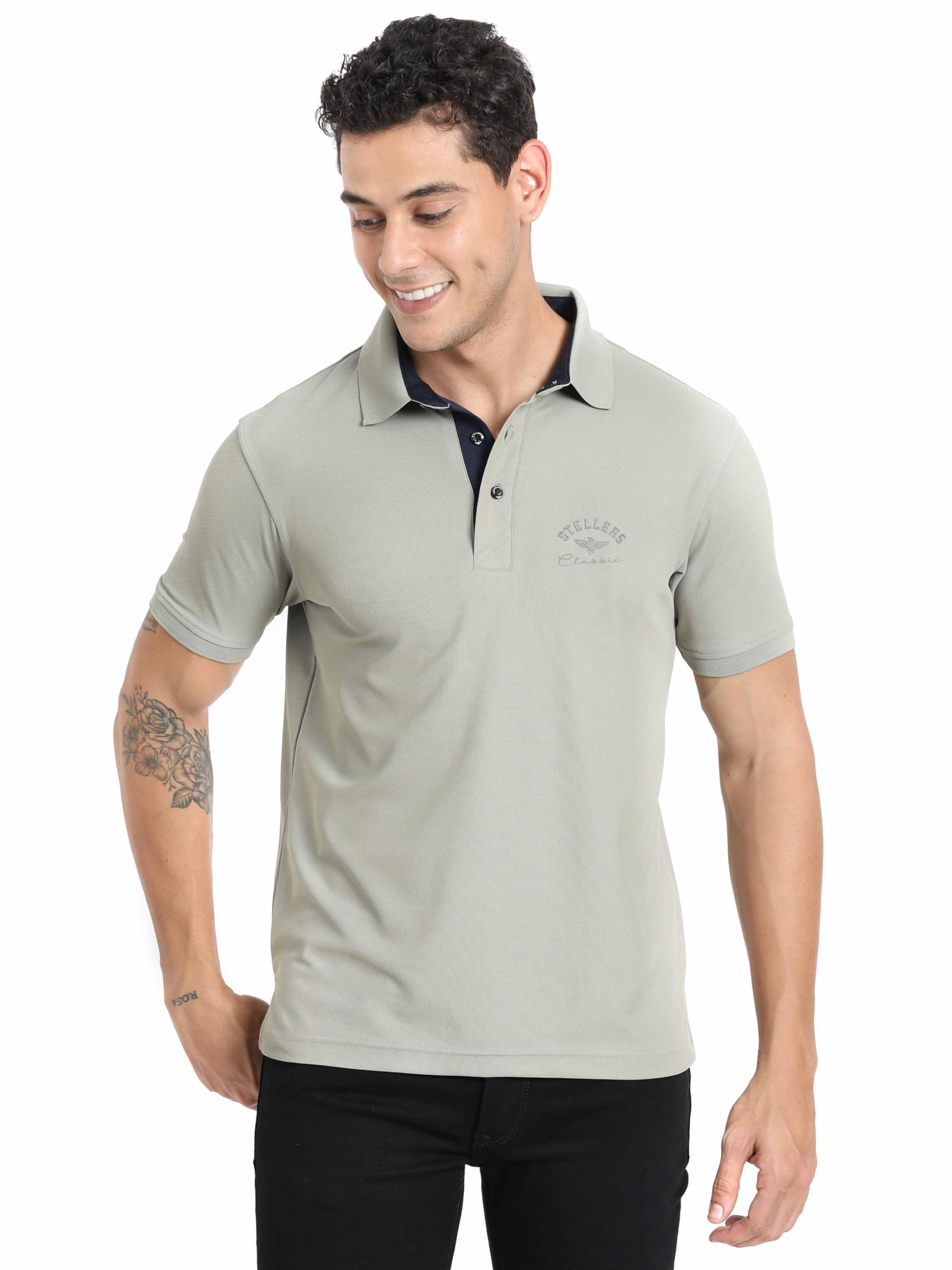 STELLERSMen's Premium Polo T-Shirt | Feather Touch Feel |Regular Fit| Odour Resistant| Anti-Static| Wrinkle Free | Quick Dry | Stretchable | Lightweight | Sweat-Proof