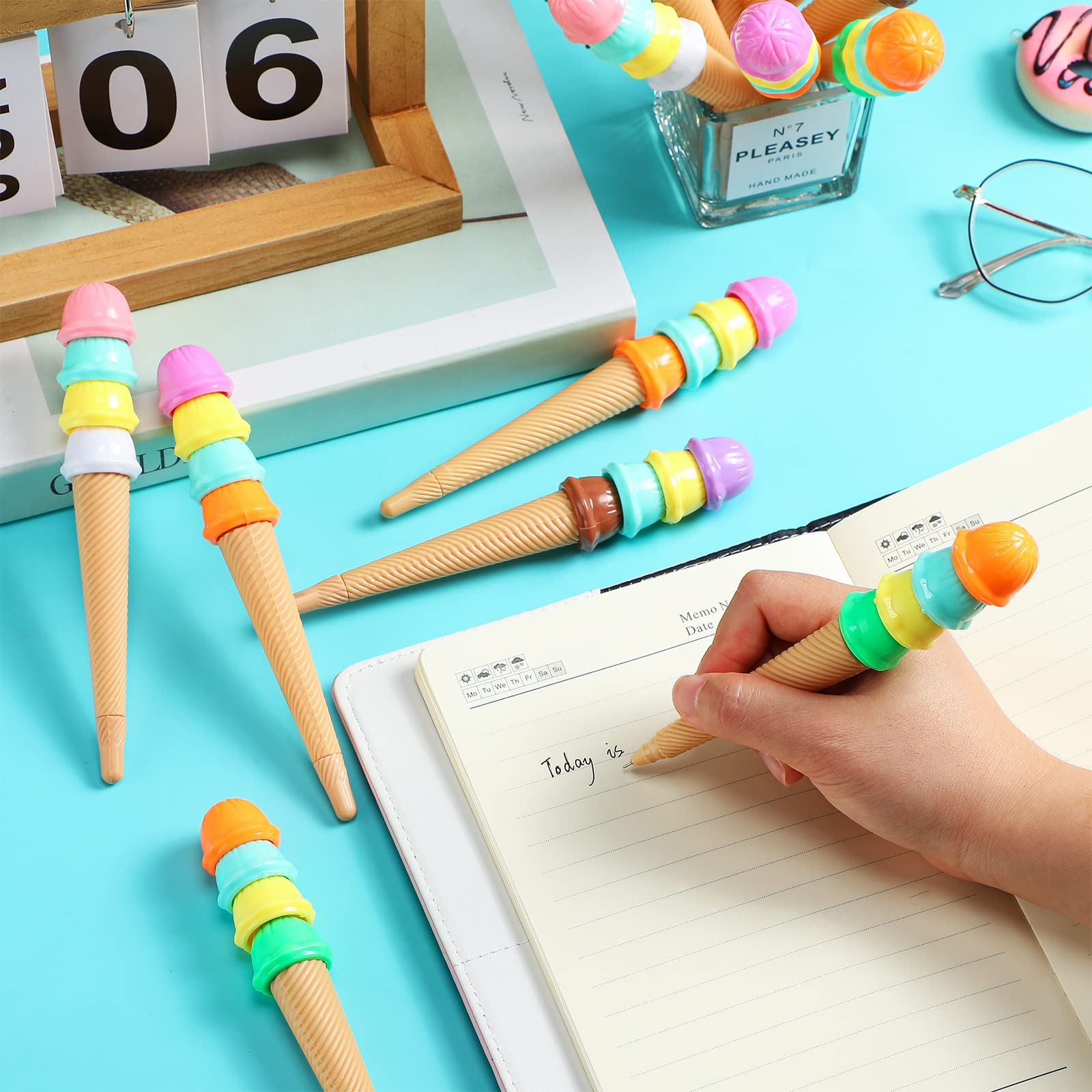 48 Pack Ice Cream Pen Assorted Color Cute Pens for Kids Ice Cream Cone Novelty Pens Novelty Cute Ink Pen Summer Ice Cream Cone Writing Pen for School Office Supplies Birthday Party (Novelty Style)