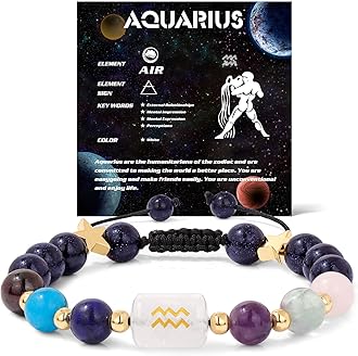 GolbalJew Zodiac Bracelets for Women 12 Constellations Healing Crystal Stone Beads Bracelet Birthday Zodiac Gifts Horoscope Spiritual Bracelet