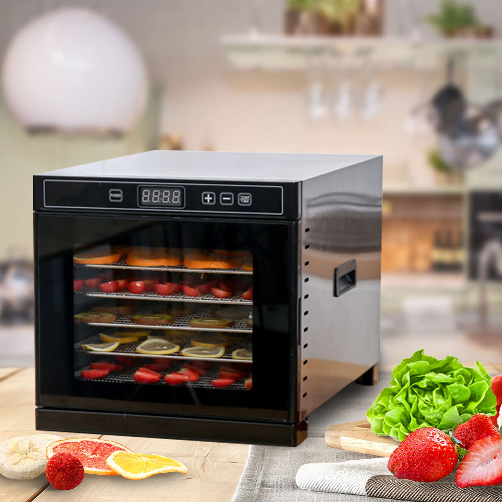 Food Dehydrator Machine 50 Recipes, Tamgromes Electric Food Fruit Dryer Machine with 6-Tray Stainles
