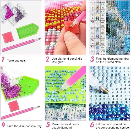 Miniatura 7 de Ukontagood - Kit de pintura de diamante pintura de joyería 5D por números para adultos y niños con kits de pintura de diamante para manualidades