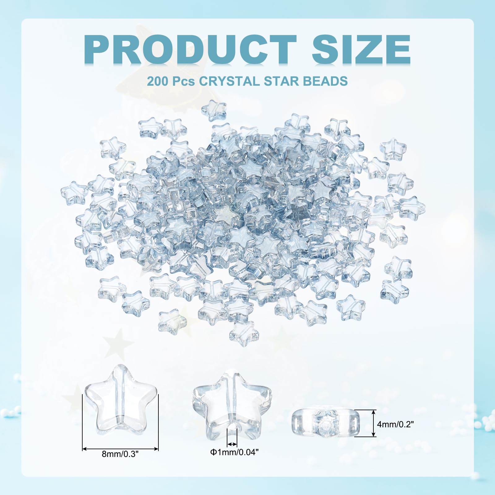 PATIKIL 8mm Crystal Star Beads, 200 Pcs Glass Spacers Bead Star Shaped Charm Pendants for Jewelry Making Bracelet Necklace DIY Grey - Image 2