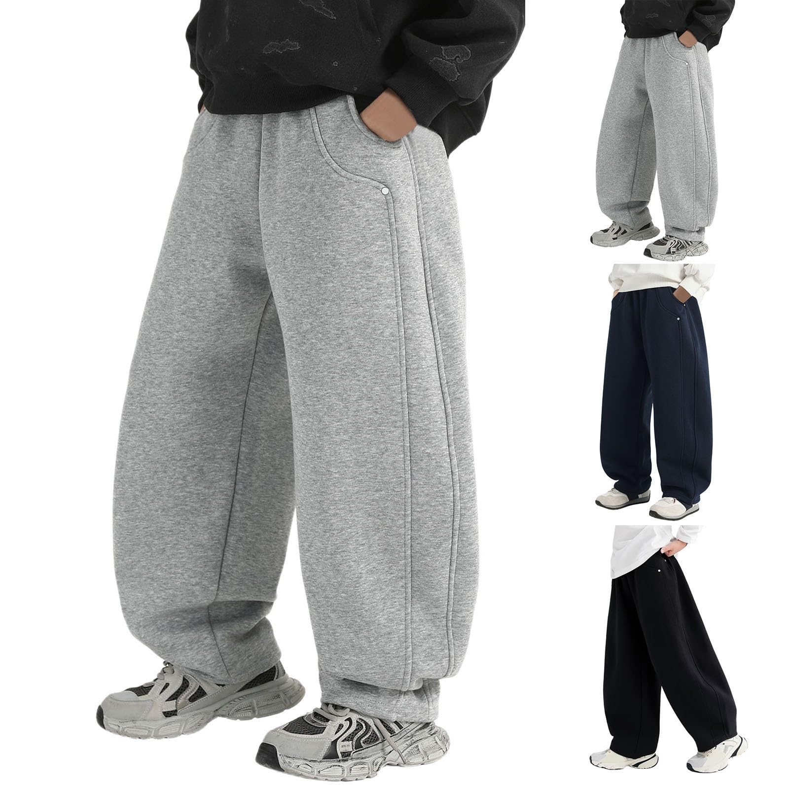 Baggy Jogginghose Jungs Sporthose Kinder Jungen Sweathose Mit Weite Bein Einfarbig Mit Kordelzug and Taschen Loose Casual Sweatpants