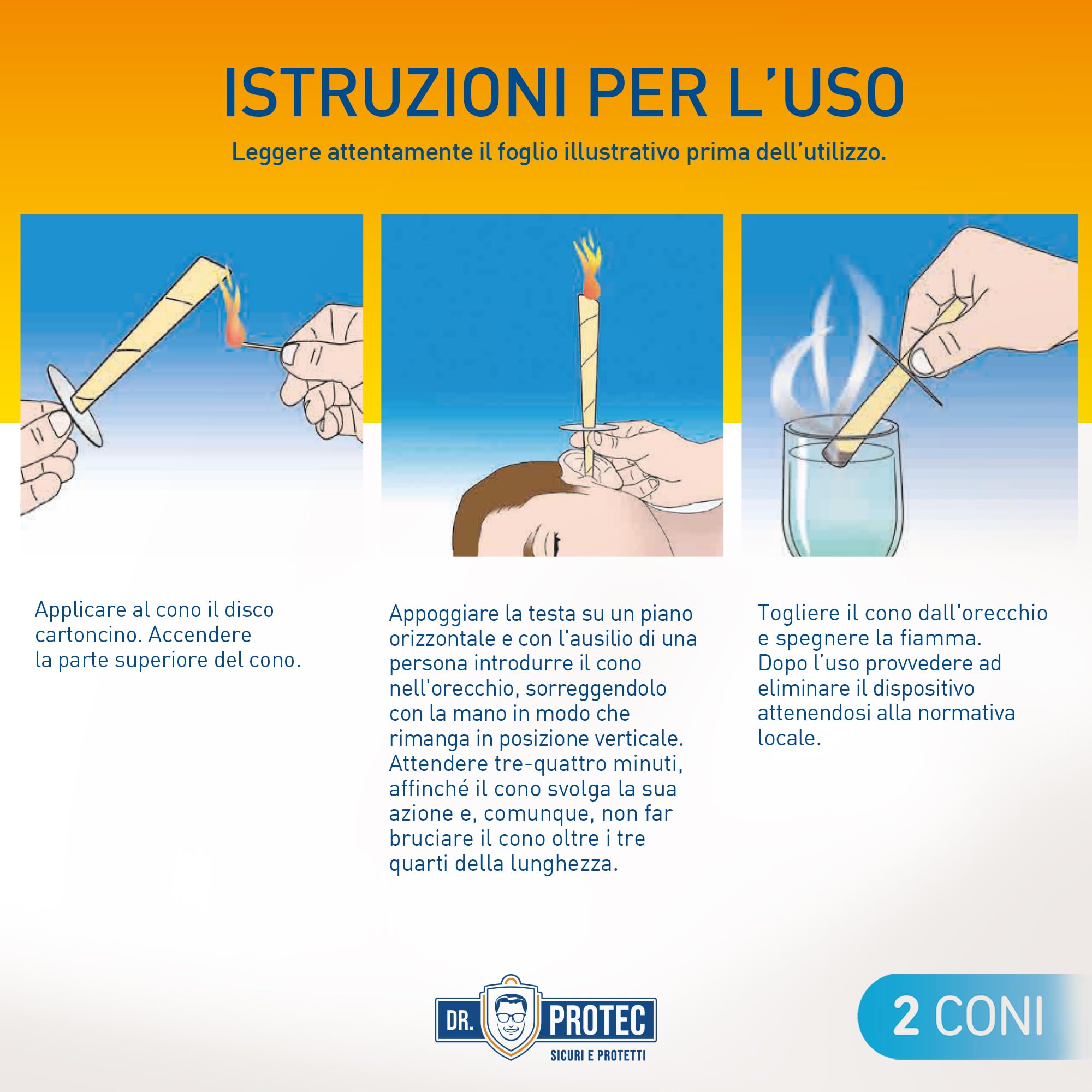 Dr Protec, Cono Auricolare con sistema frangifiamma, 2 coni per confezione