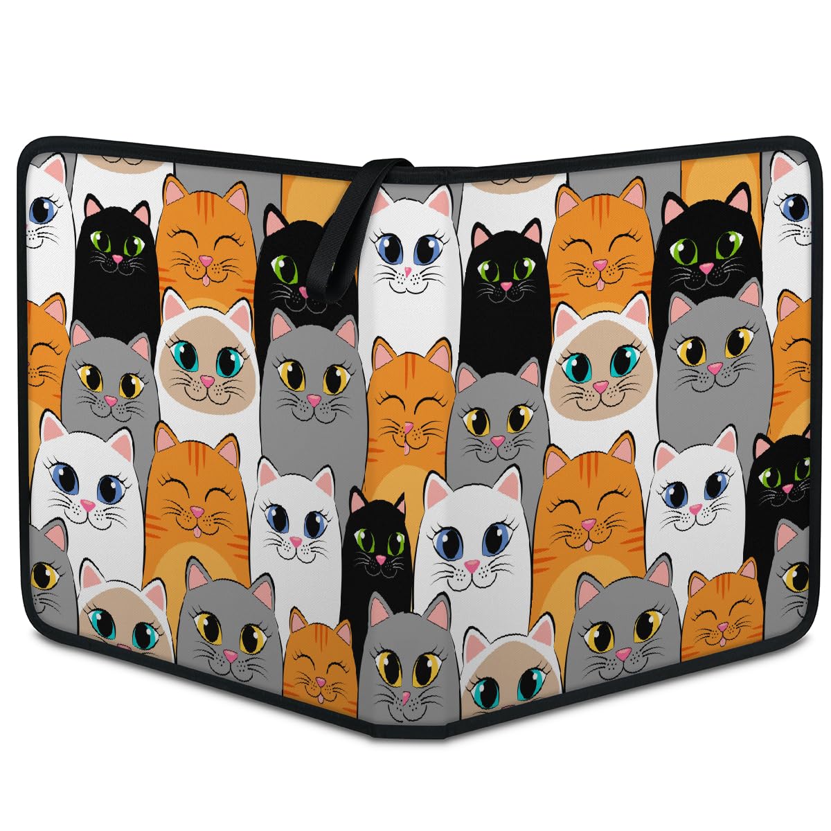 Raccoglitore per carte collezionabili con 4 tasche, con stampa di gatti, con maniche rimovibili, impermeabile, con cerniera, 50 pagine, capacità 400 carte