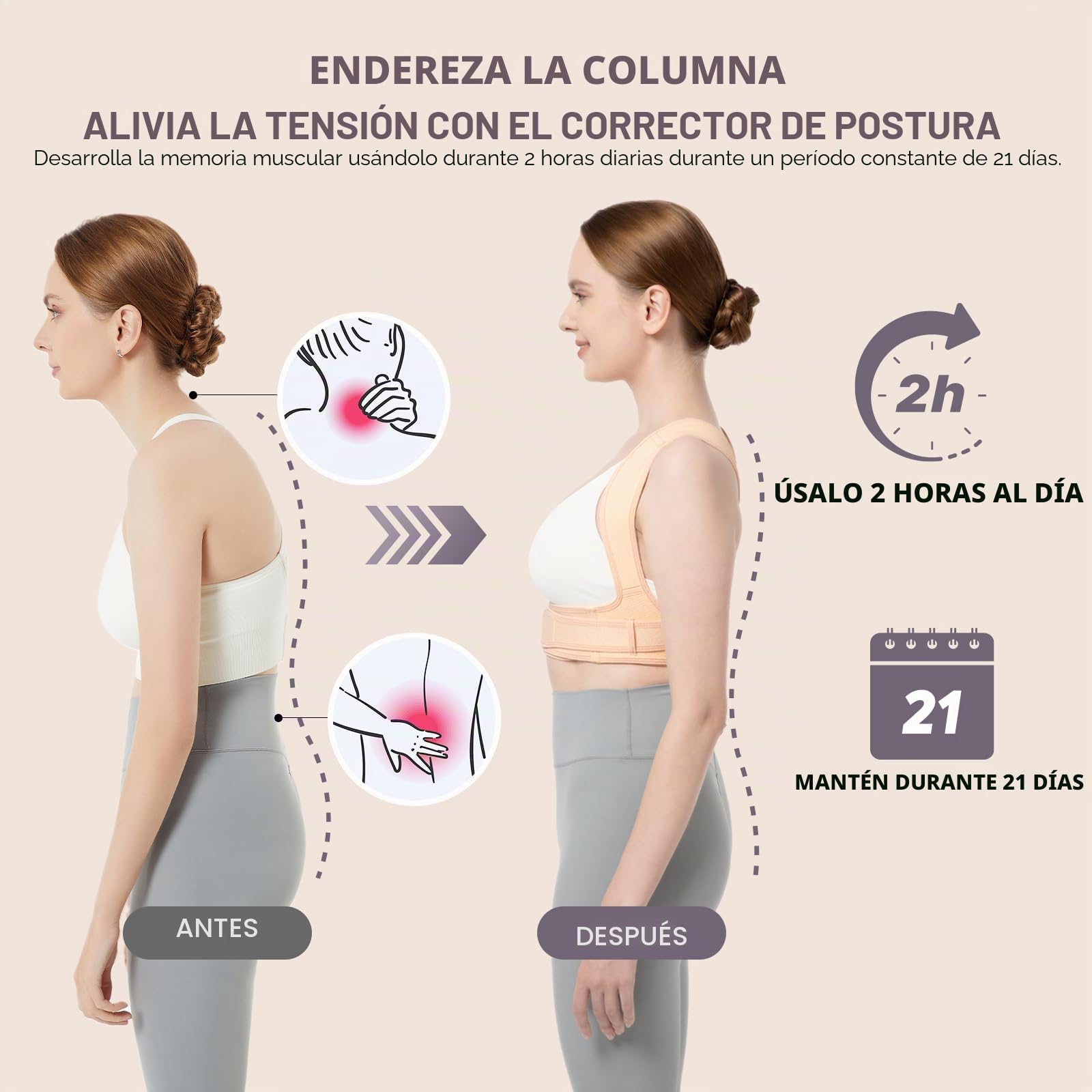 Vicorrect Corrector de postura Regolabile Postura Corrector espalda para mantenimiento de espalda, cuello y hombros, cinturón de espalda para mujer para aliviar el dolor del cuello (S/M)