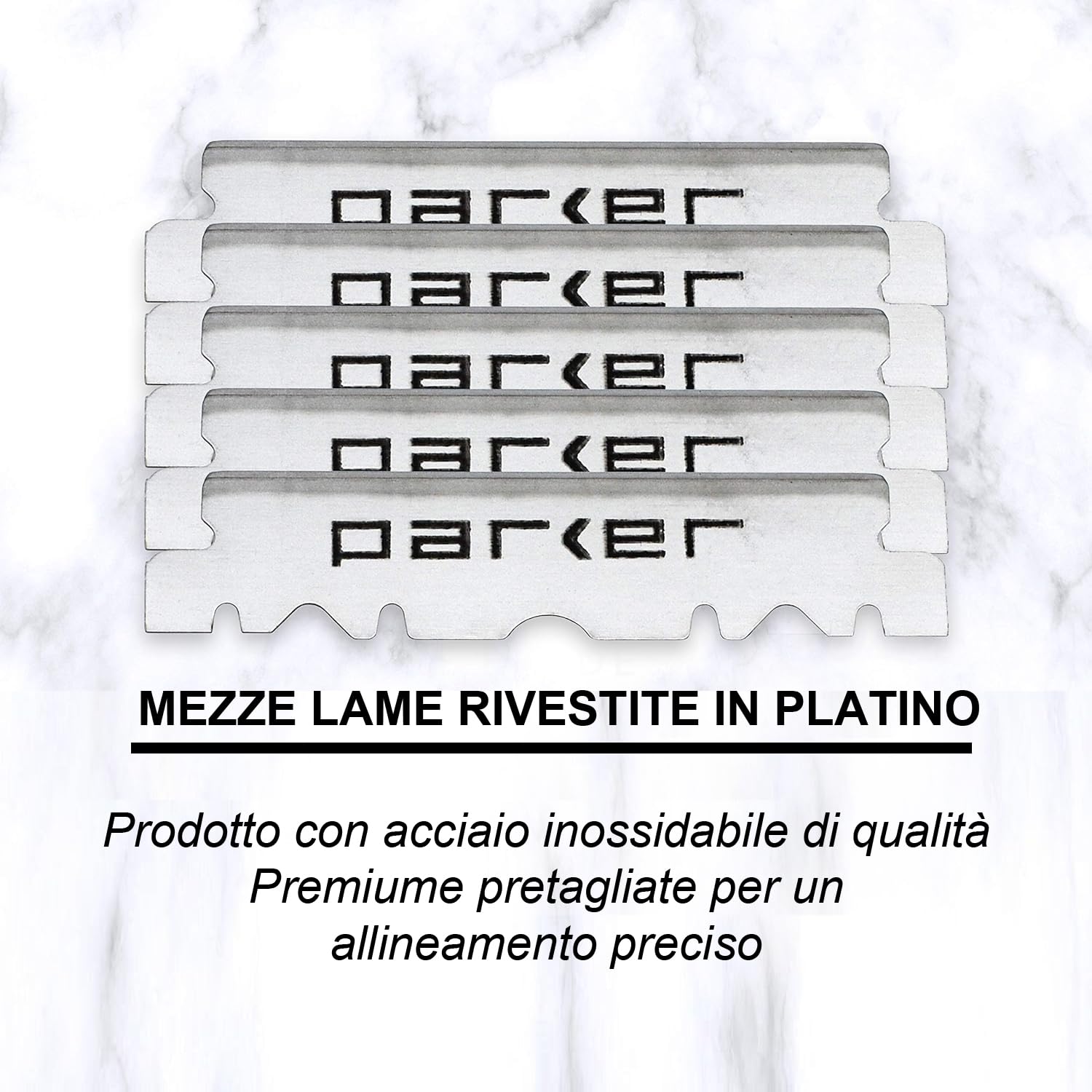 Parker SRX rasoio professionale per barbieri 100% in acciaio inox e 5 mezze lame Parker Premium