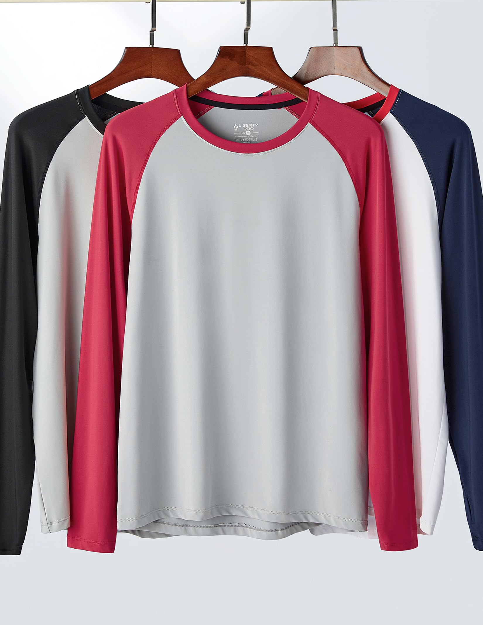 Liberty Imports Athletic Long Sleeve T Shirts with Thumbholes Camiseta Hombre (Pack de 3)