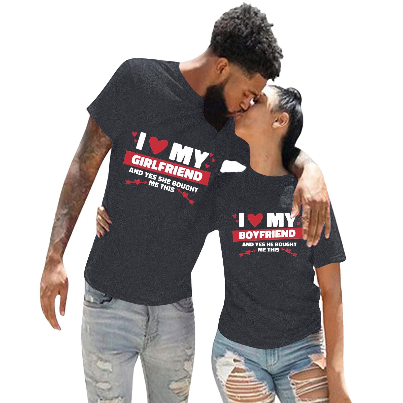 Cokbyavla Matching Shirt for Couples,Family Valentine's Day Pajamas Matching Sets His and Hers Tshirt Couple Couples Sweatshirts Hoodie Men Valentine's Day Set Customized(Men,3Grey,S)