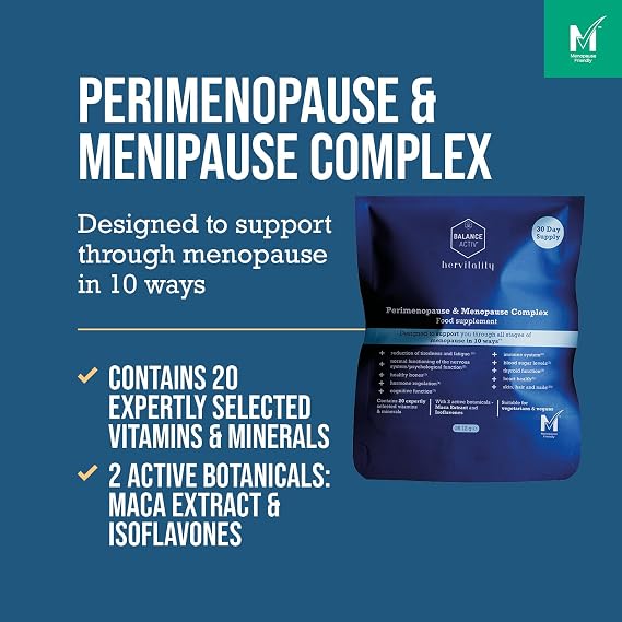 Balance Activ HerVitality, Perimenopause & Menopause Complex, Hormone Balancing, Maintain Wellbeing with Essential Vitamins, Minerals and Botanicals, Vegan, 30 Capsules, 1 Pack
