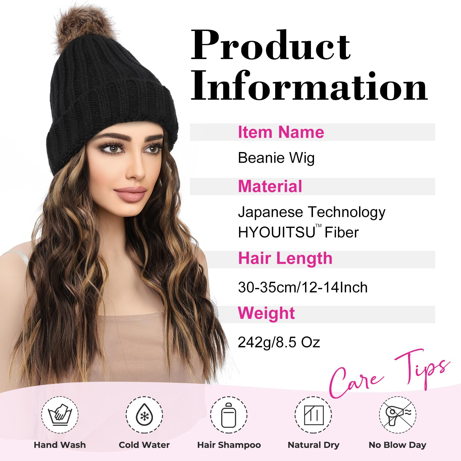 Amazon.com : REECHO Warm Knitted Beanie Wig With 12
