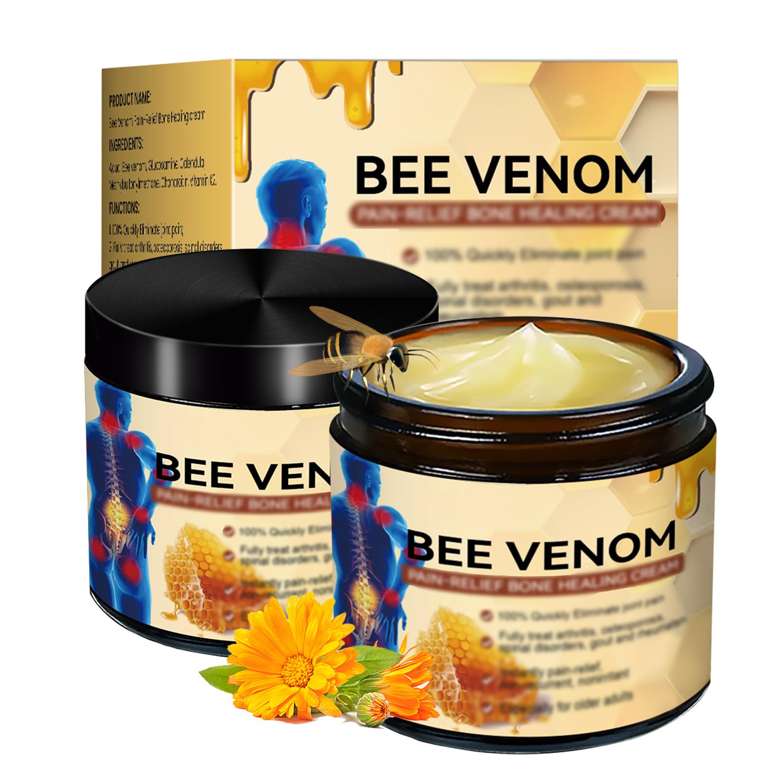 Crema al Veleno D'api, 2 Pcs Crema per Terapia Articolare e Ossea Al Veleno D'api, CremaViso VelenoD'api, Lenisce le Articolazioni
