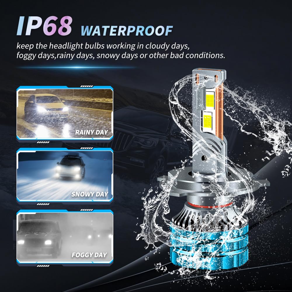 Żarówki H4 9003 HB2 LED, 110W 20000LM Lampa reflektorów LED do samochodu, 6000K Zimna biel 400% Jasność Super Bright LED Hi/Lo Beam Lampy Zestaw do konwersji, 2 lampy