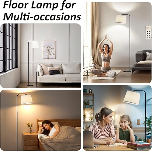 Miniatura 6 de AKASUKI Lámpara de pie para sala de estar con 3 temperaturas de color, interruptor de pie lámparas de pie para sala de estar, dormitorio, oficina,