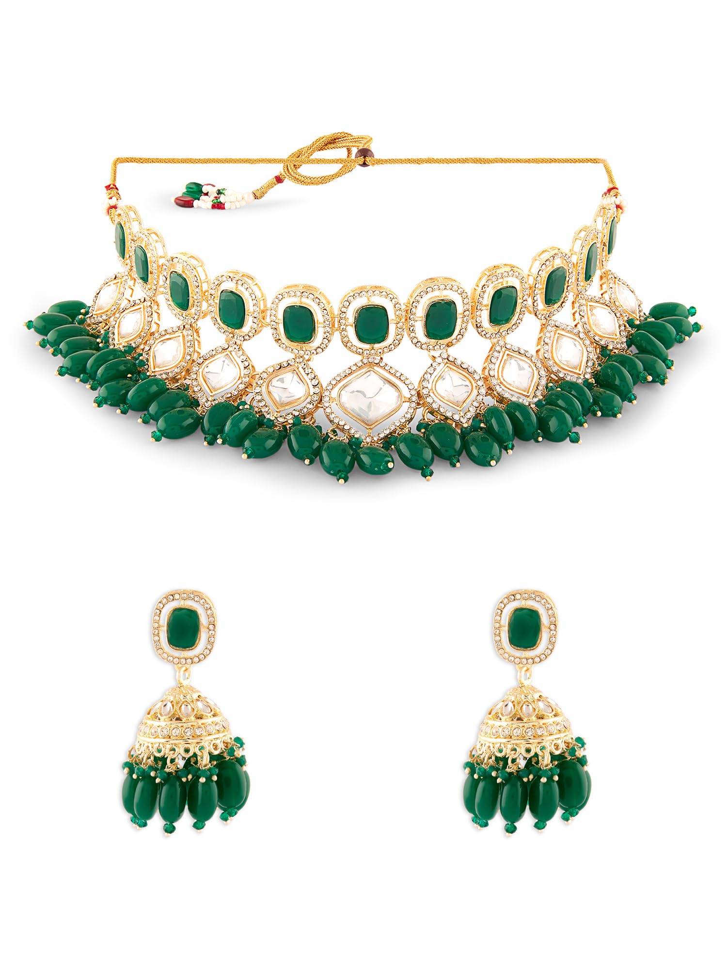 See full amazon price history chart for ZAVERI PEARLS Green Stones Cluster Beads Drop Austrian Diamonds Embellished Choker Necklace & Earring Set For Women-ZPFK18056 ZAVERI PEARLS Green Stones Cluster Beads Drop Austrian Diamonds Embellished Choker Necklace & Earring Set For Women-ZPFK18056 (B0D3DBPCSY) Amazon Price History, Amazon Price Tracker