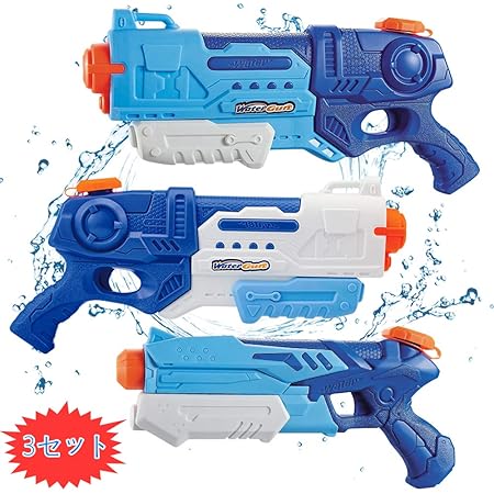 Amazon Wtor 水鉄砲 ３セット 10cc 大容量 超強力飛距離 水てっぽう ウォーターガン 水遊び 水銃 ポンプアクション 夏祭り 子供用 大人 海水浴 プール 夏のおもちゃ アウトドア スカイブルー 水鉄砲 おもちゃ