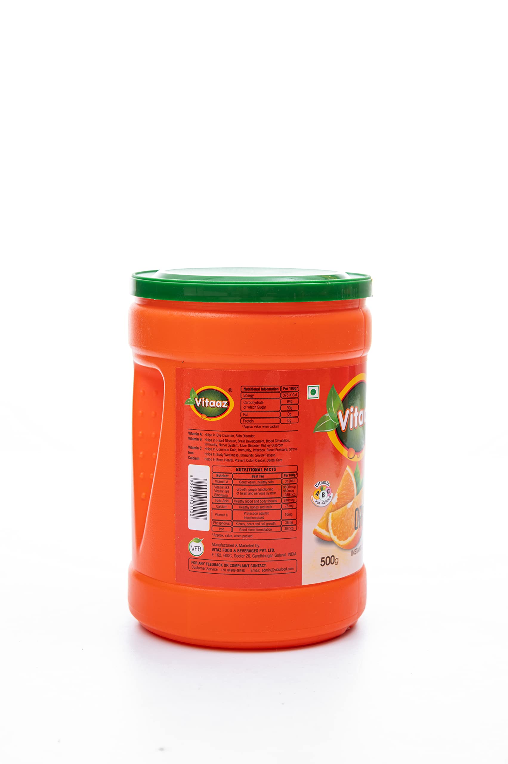 Vitaz Instant Drink Powder Mix, Orange Flavor, 500g Jar : Amazon