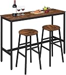 MAHANCRIS 71 cm Bar Stools, Set of 2 Round Bar Chairs with Footrest, Tall Counter Bar Stools, Kitchen Breakfast Bar Stools, Easy Assembly, for Dining Room, Kitchen, Rustic Brown BAHR02701