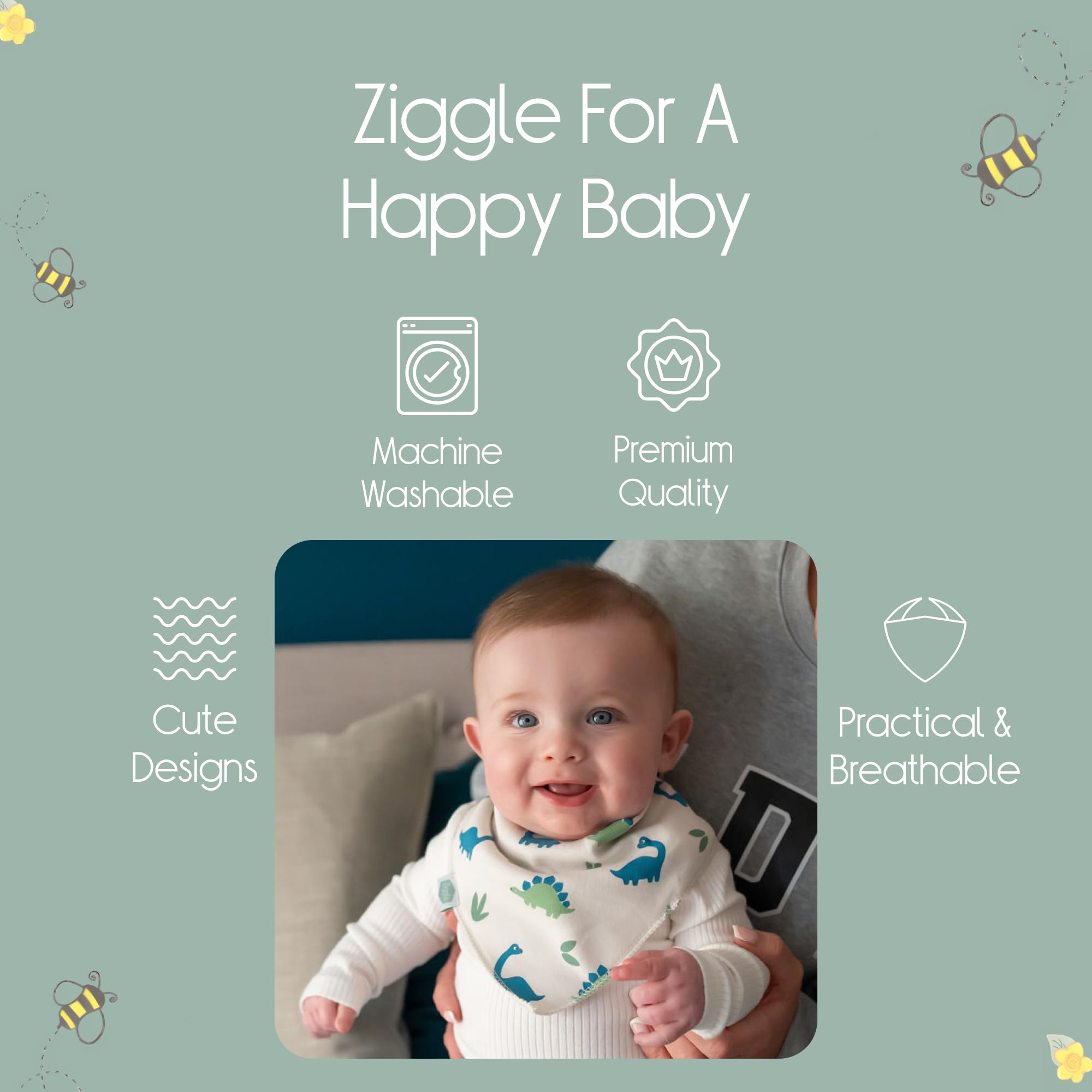 Bandana Dribble Bibs - Cotton Front Baby Bibs Newborn to 24 Months - Newborn Baby Gifts - Bibs For Comfortable Kids — view 6