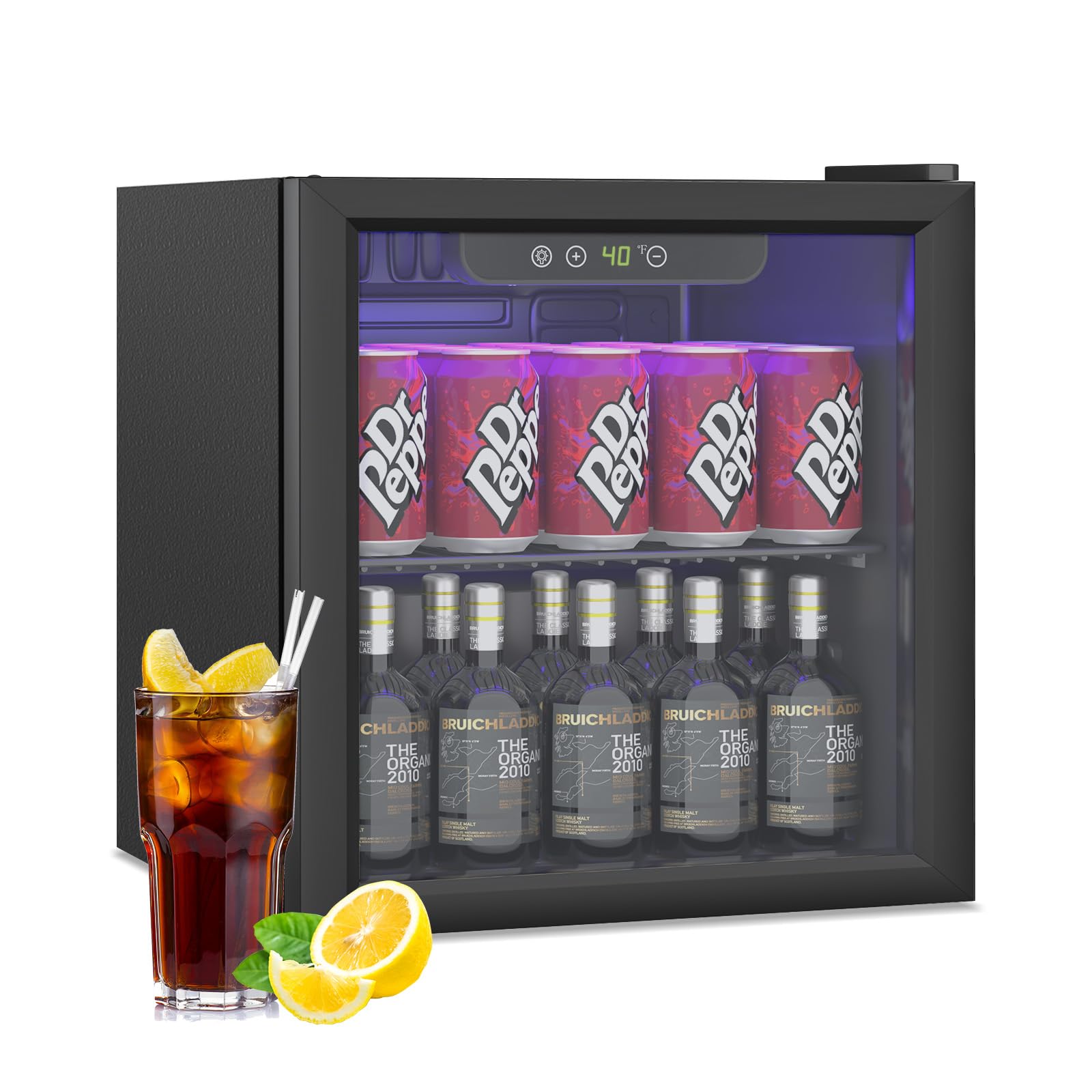 Stopasd Beverage Refrigerator Cooler, 1.3 Cu.Ft/60 Can Drink Fridge with Adjustable Shelves & Glass Door for Soda Wine Beer, Quiet Undercounter Small Fridge for Home/Office/Bar/Garage(40-61 ℉), Black on Fridge.com