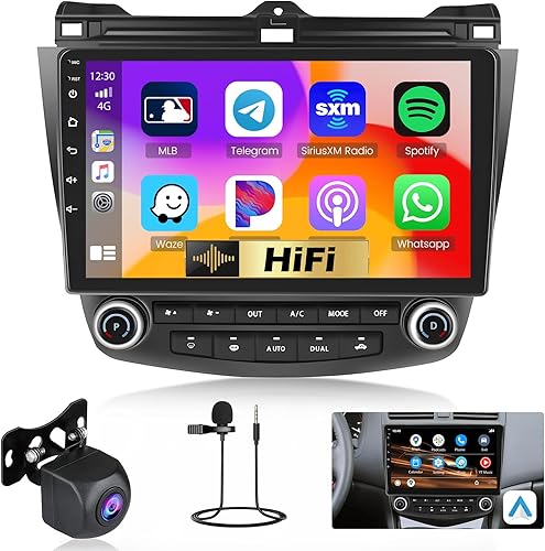 Miniatura 1 de Hikity Estéreo de coche Android de 10.1 "para Honda Accord 7th 2003-2007 Carplay inalámbrico Android Auto navegación GPS estéreo Bluetooth receptor