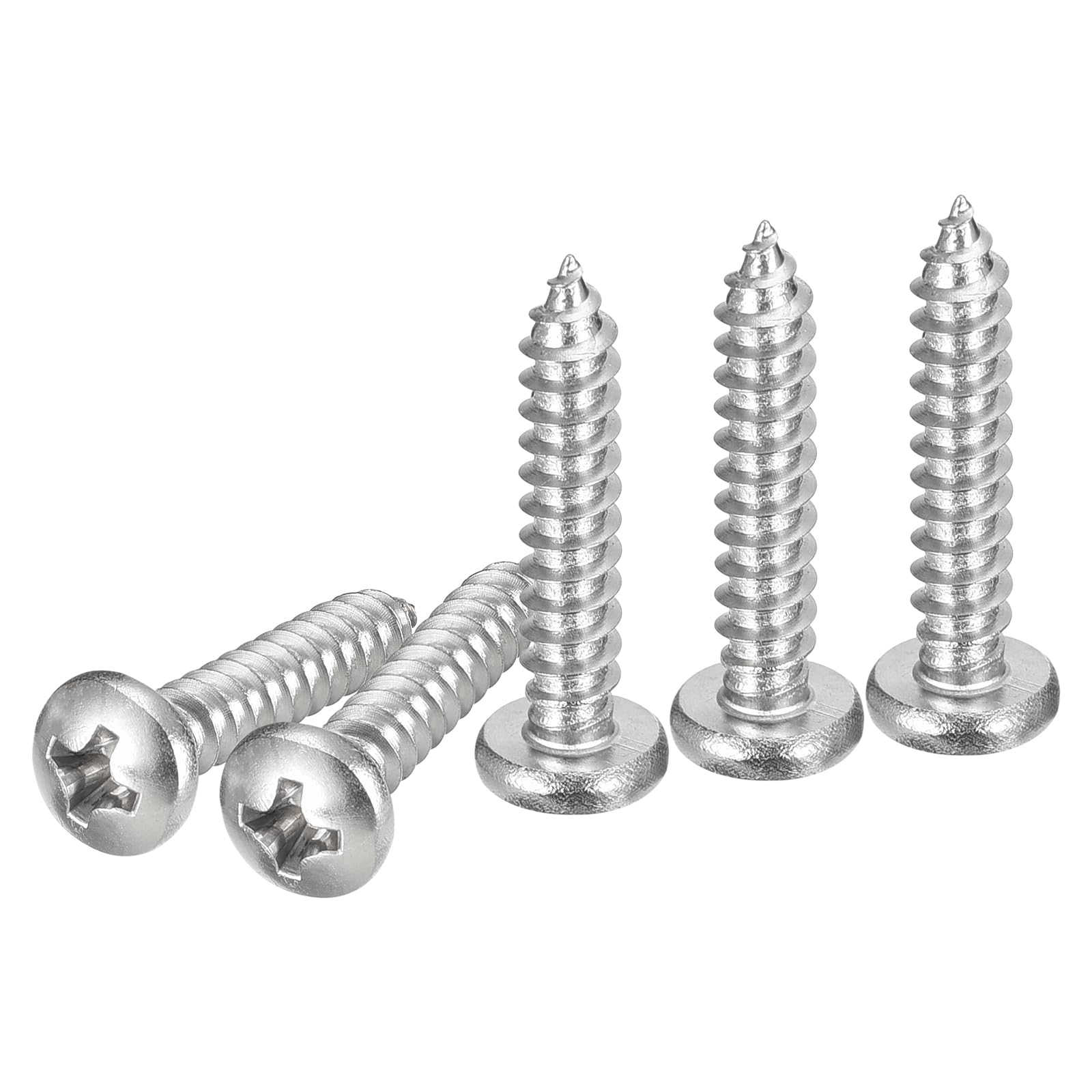 DTGN #8x7/8" Phillips Pan Head Self-tapping Screw - 100Pack - Bright Finish 304 Stainless Steel Sheet Metal Screws Wood Screws