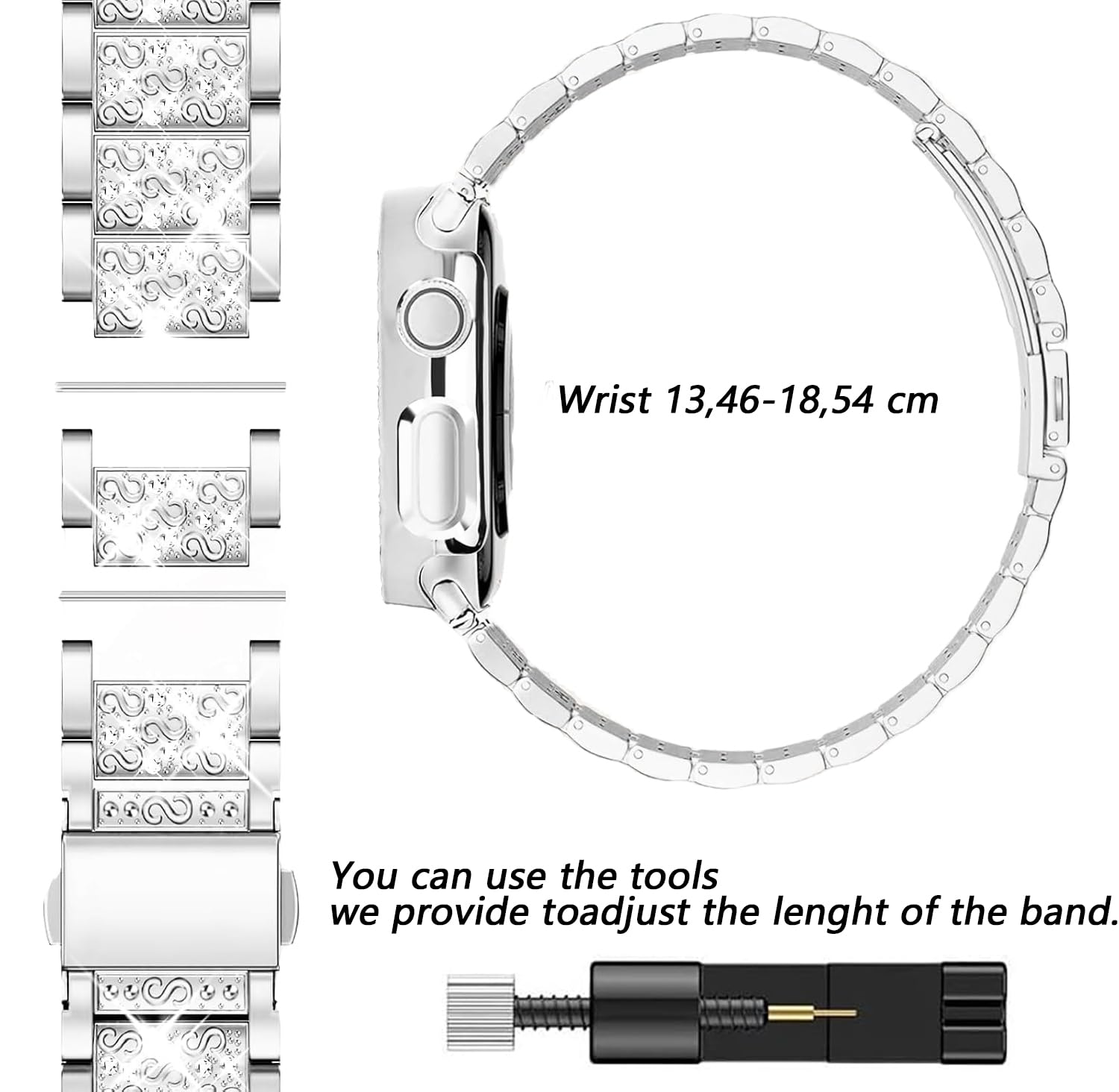 JJii Sung Bling Diamond Strap compatible with Apple Watch Straps 38mm 40mm 41mm 42mm 44mm 45mm 46mm 49mm - Image 4