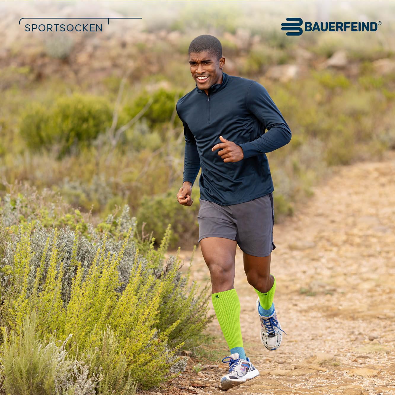 BAUERFEIND Trailrunning-Socken „Trail Run Compression Socks“, Herren Sportsocken mit Kompression, Stabilität im Sprunggelenk, 1 Paar