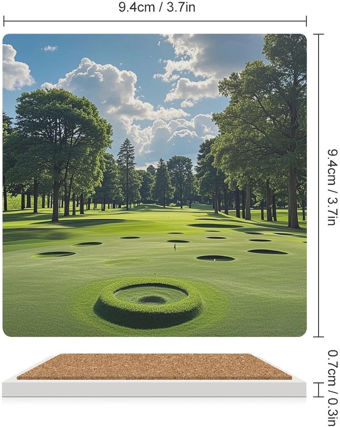 Golf Course Coasters Absorbent Ceramic Coasters for Drinks Coaster with Cork Backing for Table Protection Square Drink Cup Mat Modern Style Coaster for Coffee Table