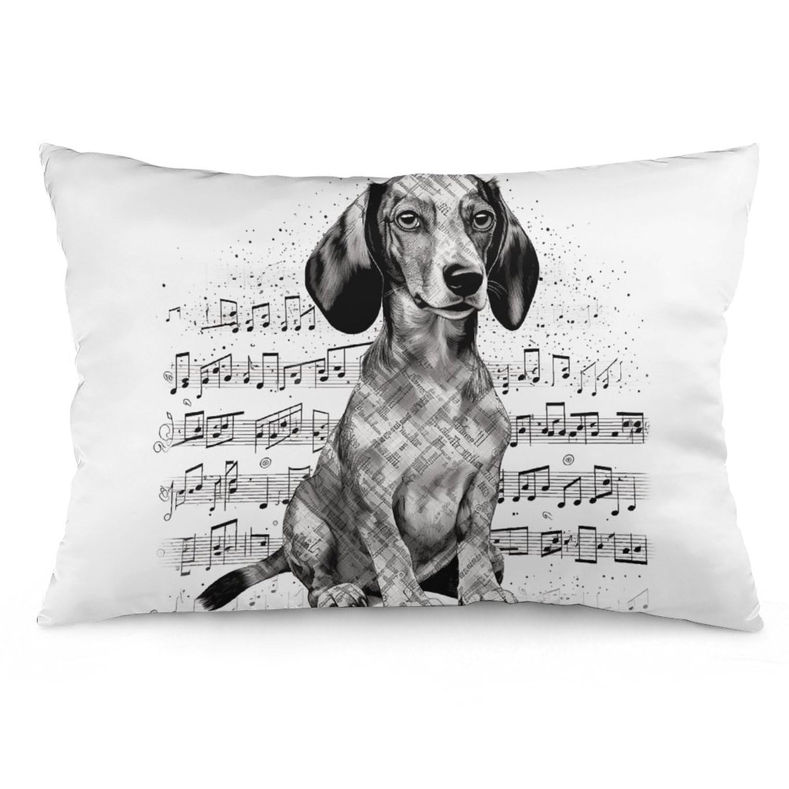 NTVOWPZO 2 Pack Decoration Throw Pillow Covers 12 "x20 Pillowcases Covers Dachshund Music Notes Pillowcases Modern Farmhouse Home Decor Sofa Cushions Covers for Couch Bed Living Room