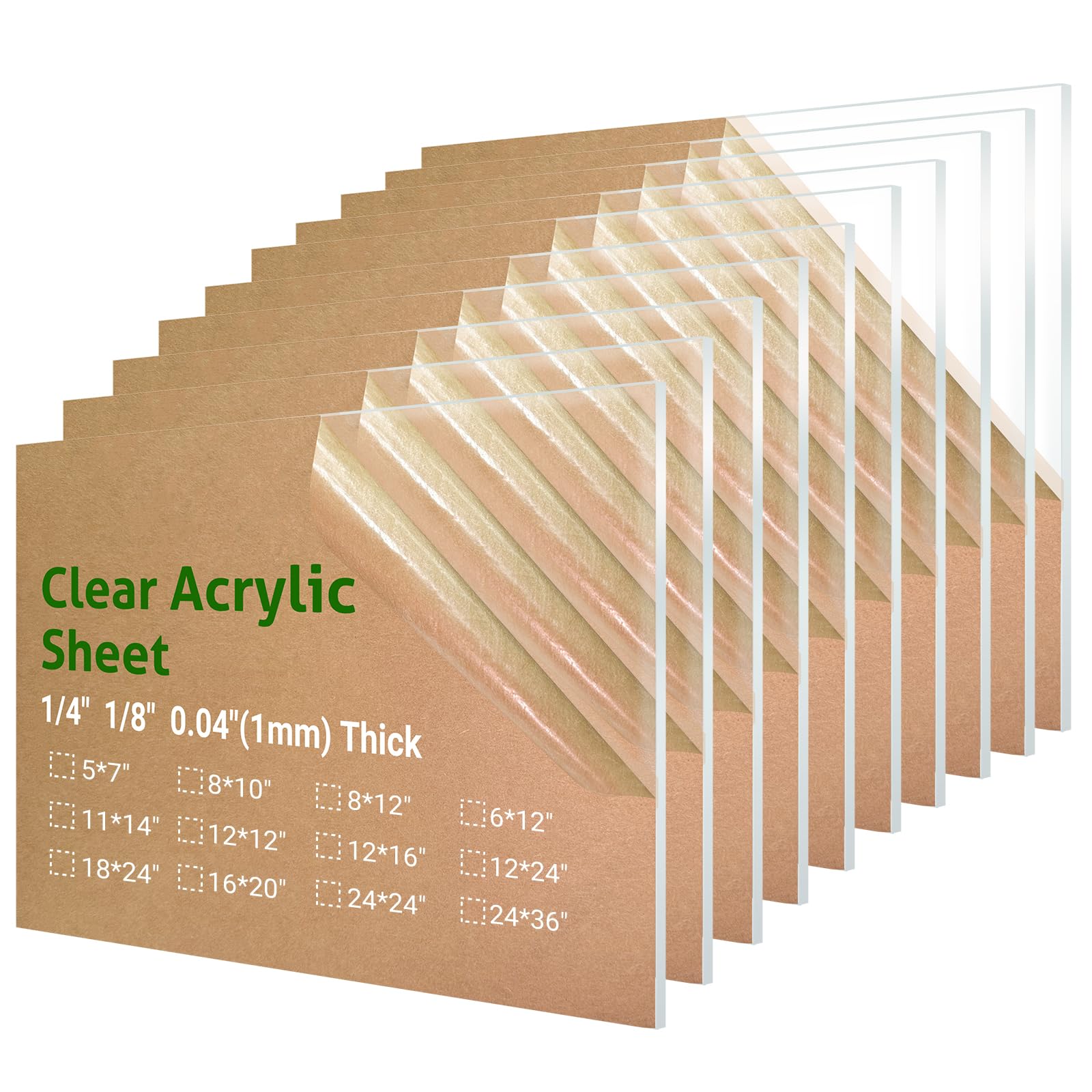 2 Pieces 16” x 20” Clear Acrylic Sheet Plexiglass - 1/8”(3mm) Thick, Use for Craft Projects, Signs, DIY Projects and More; Cut with Saw or Hand Tools, No Laser Cut