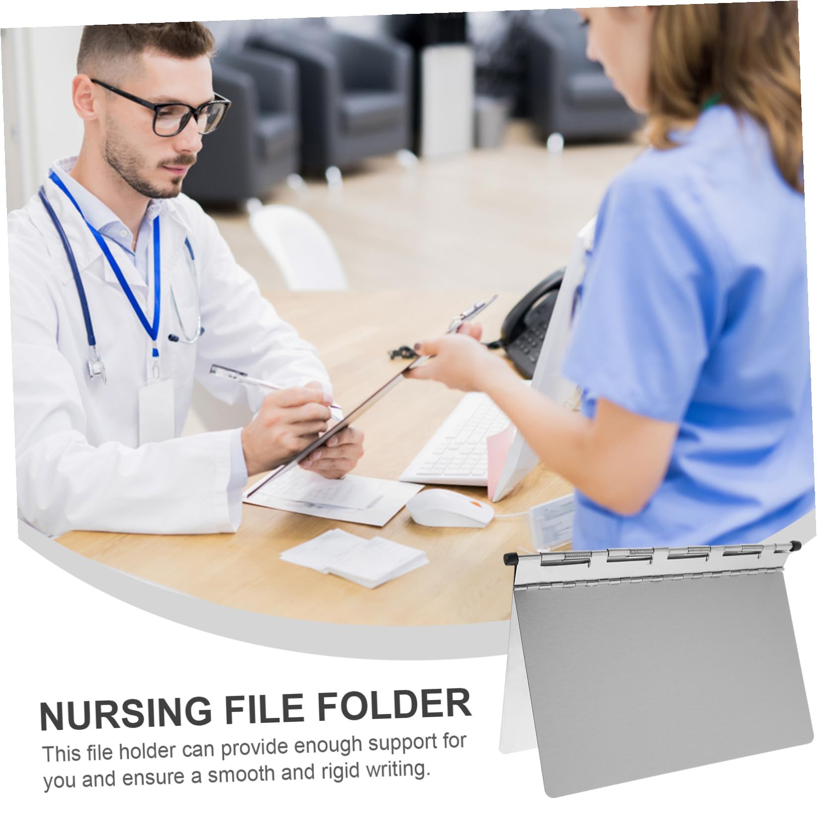 Klemmbrett Dokumentenmappe aus Edelstahl mit Ablagefach Robust und Leicht für Büro Klinik und Medizinische Dokumente