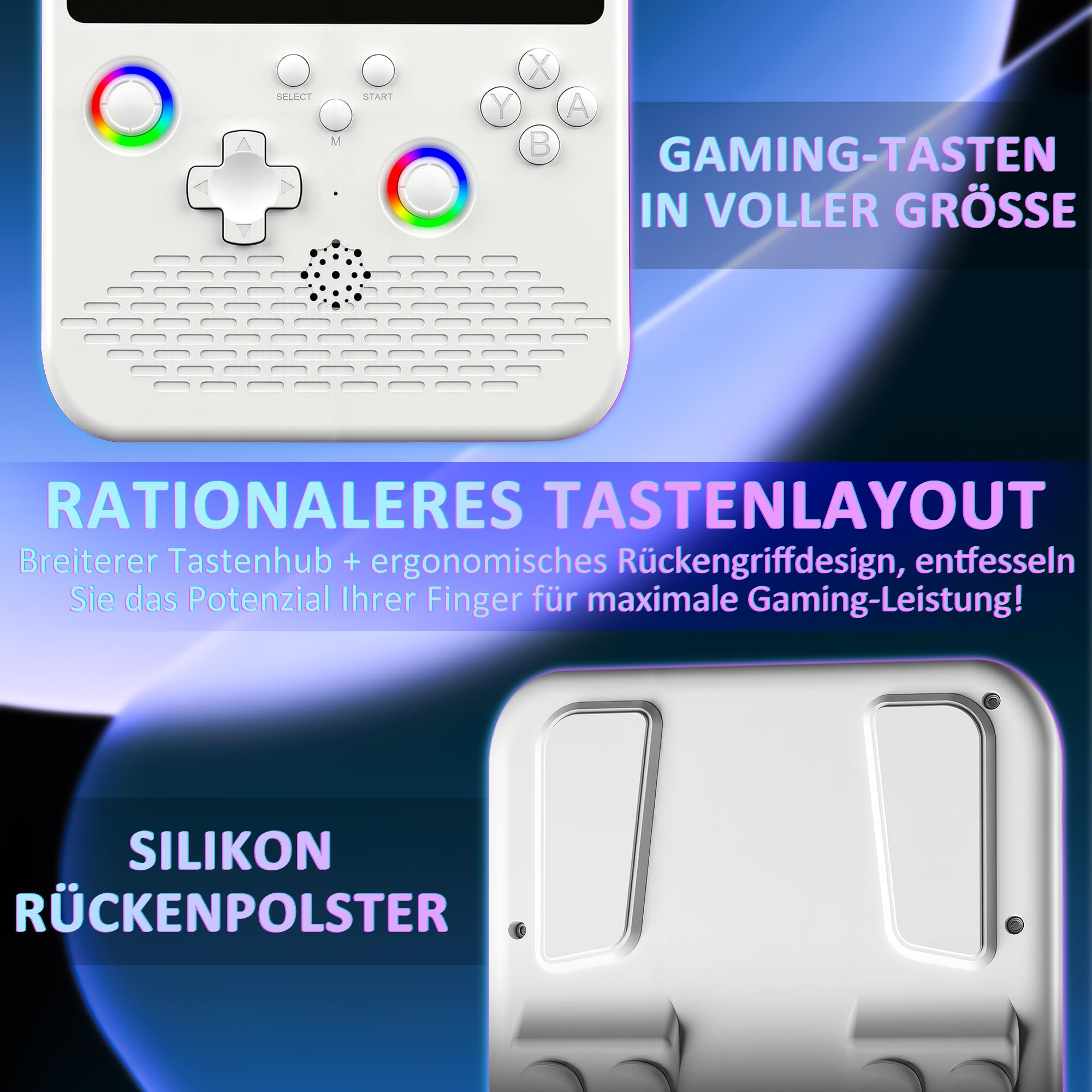 H5 Retro Handheld Spielkonsole, 256 G über 40.000 Spiele, 5-Zoll-IPS Retro Konsole, Linux-System, 4000-mAh-Akku, Unterstützt 34 Emulatoren,Tragbare Mini-Arcade(weiß)