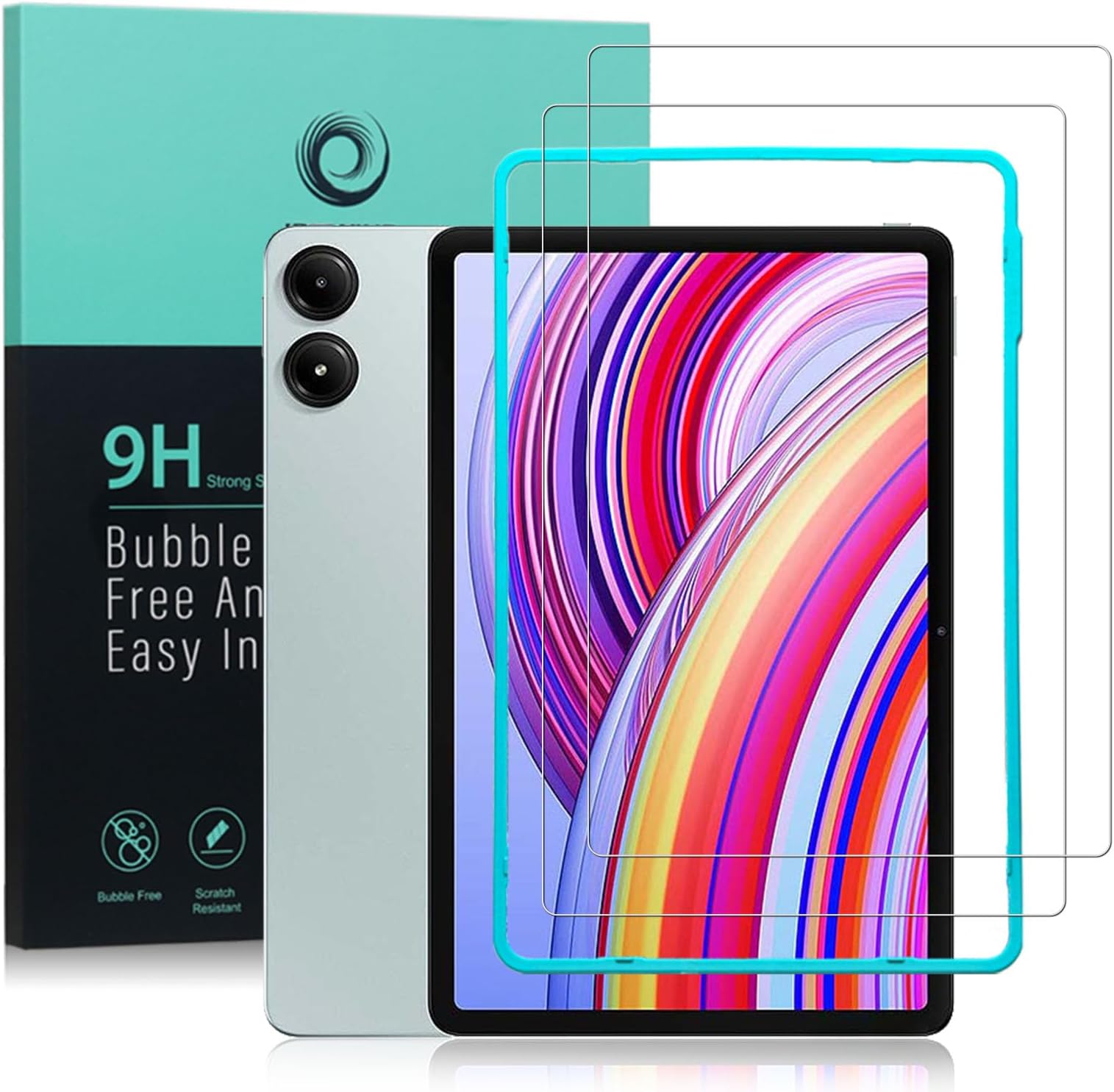 Ibywind for Xiaomi Redmi Pad Pro/Redmi Pad 2 Pro/Poco Pad/Poco Pad M1 Screen Protector,2-Pack,9H Hardness Tempered Glass with Easy Installation Tool,Bubble-Free,Fingerprint Unlock,Anti-Shatter,Anti-Scratch