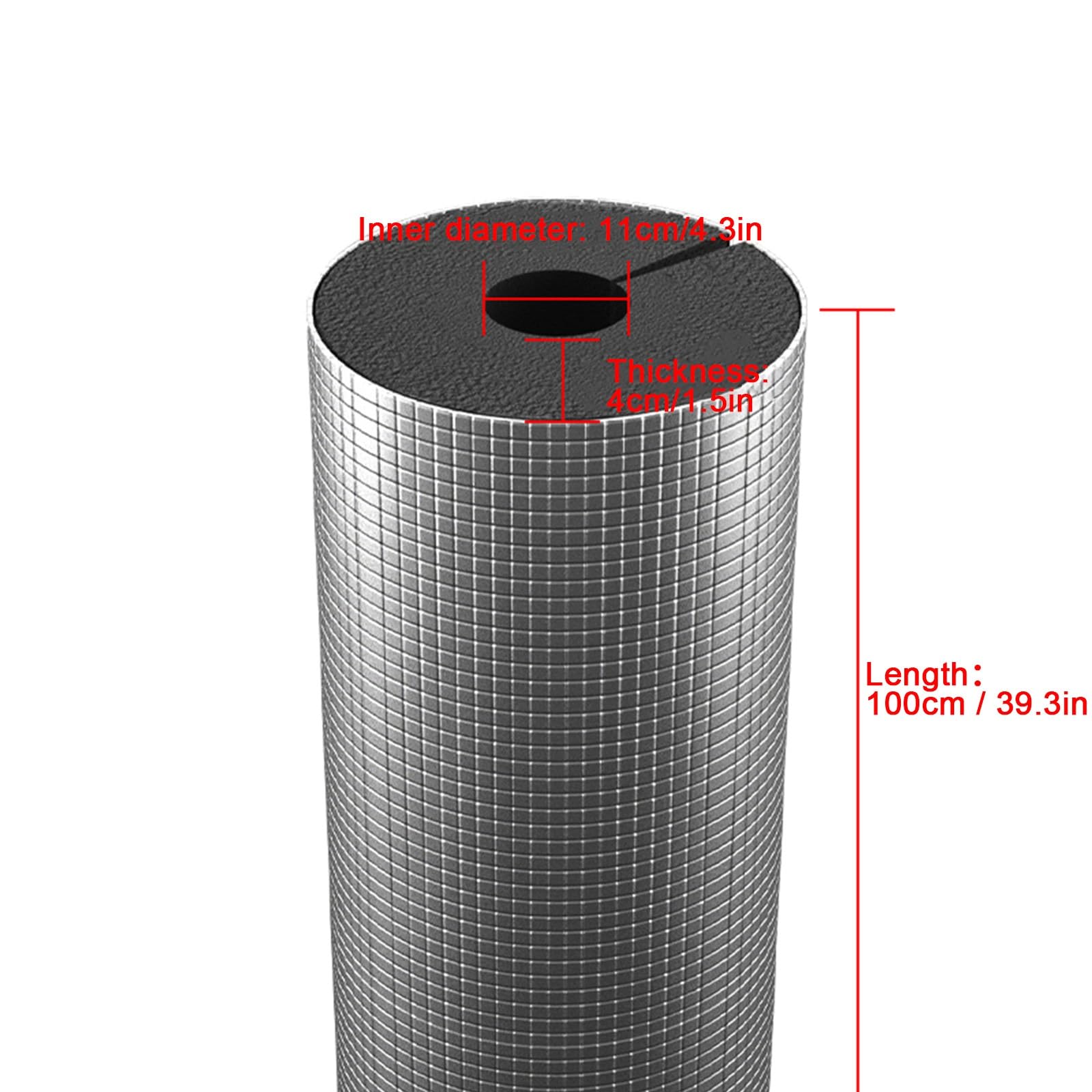 Autosellante Coquilla Aislante, Papel de Aluminio Tubo Espuma Aislante, 4cm de Espesor Aislamiento de Tuberías, Envolver Aislamiento Tuberías(11cm/4.3in)