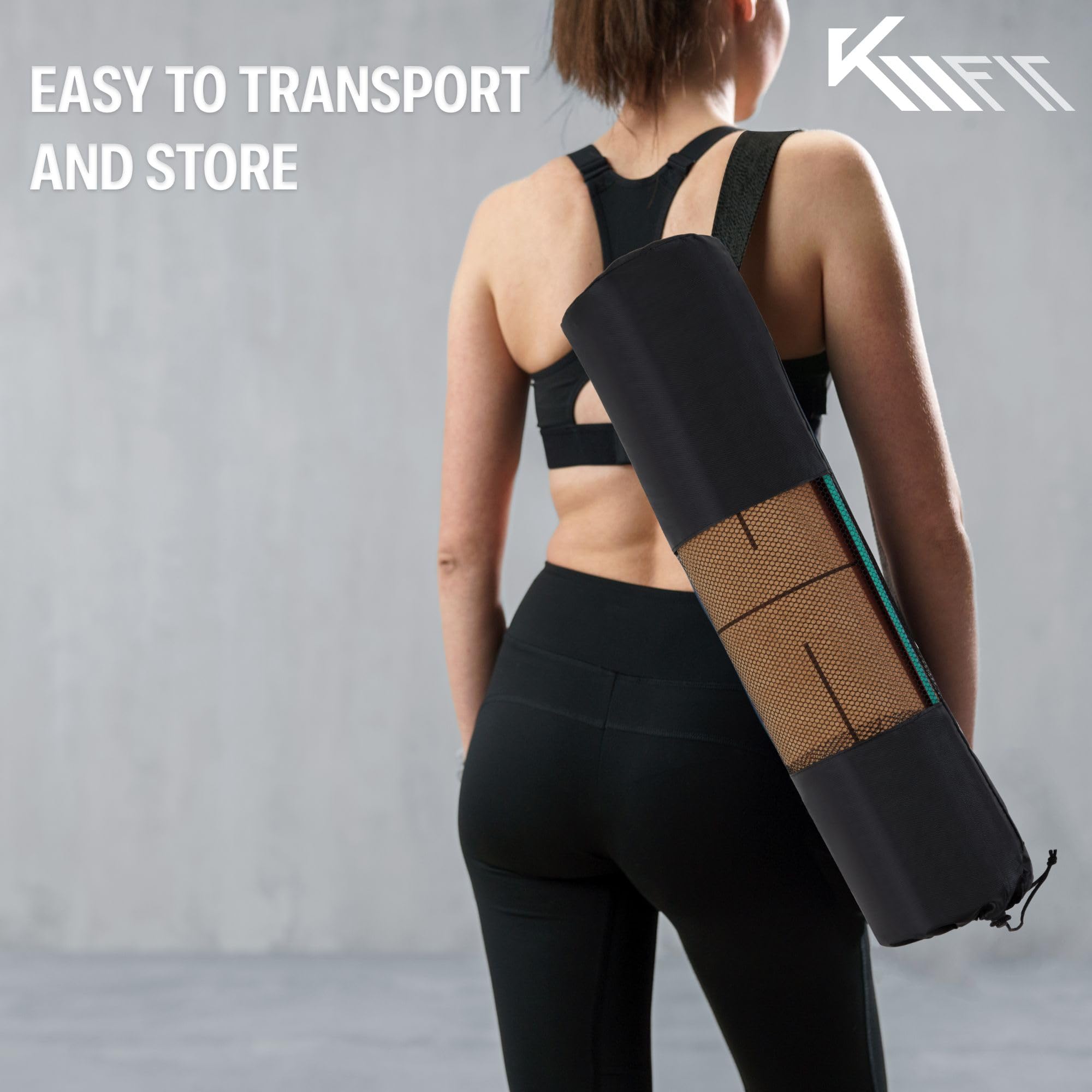 KM-Fit TPE esterilla de yoga | esterilla de gimnasia con correa de transporte | esterilla de yoga acolchada y antideslizante | esterilla deportiva para fitness, Pilates y gimnasia