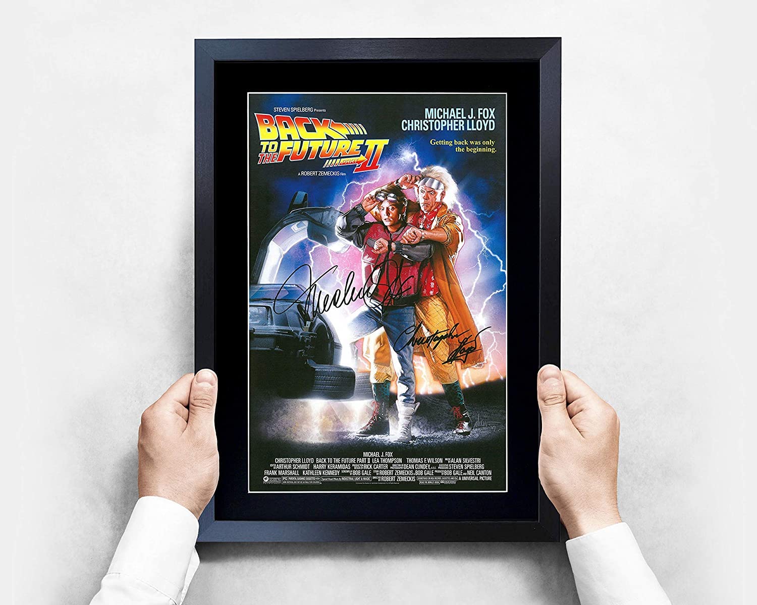 HWC Trading A3 Vie Volver Al Futuro Mostrar Colección Completa De Los Actores De La Película Firmado Autógrafos Impresos Del Regalo Enmarcada Lloyd, Fox Regalo De Lectura De Imagen Photo Print
