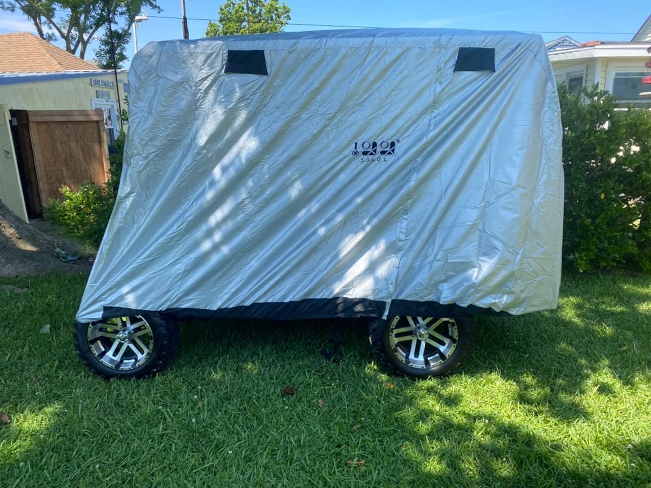 10L0L Housse Universelle pour voiturette de Golf EZGO, Club Car et pour Yamaha, imperméable et Durable, Blanc argenté