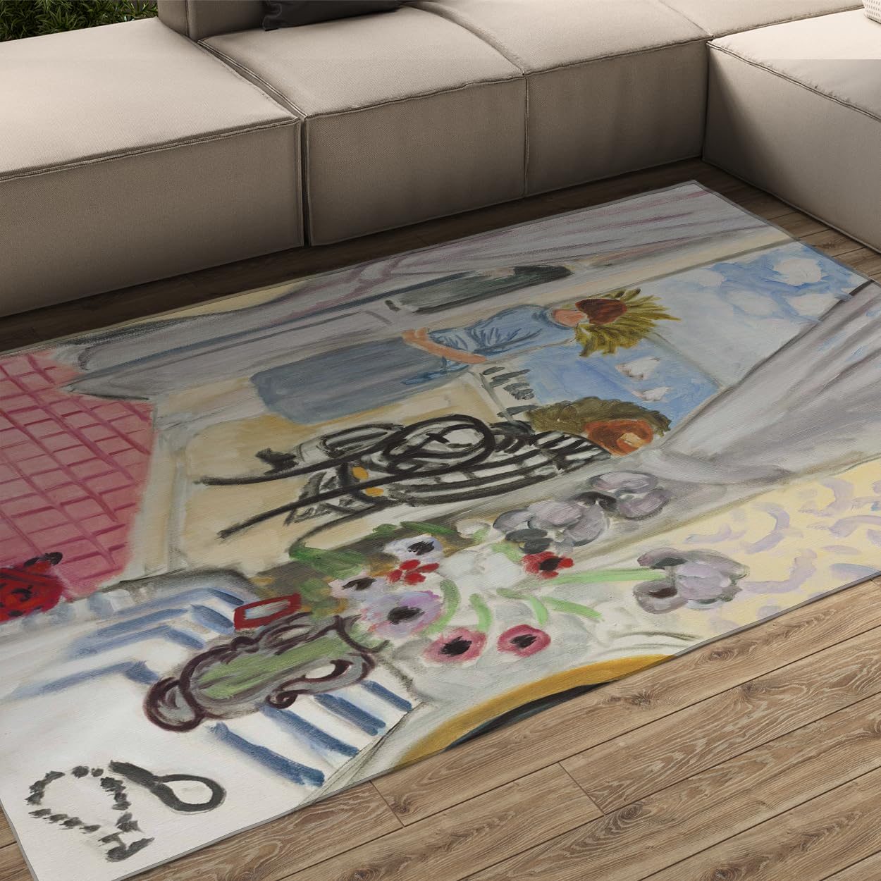 Tapis fin 140x200cm anti-glisse résolvant le problème des portes qui coincent en chambre